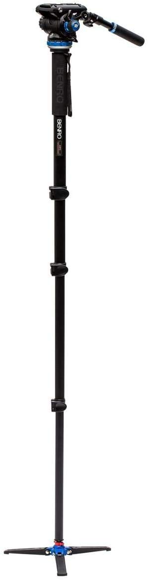 Benro A48FD Classic Aluminum Monopod with Flip Locks, 3-Leg Base & S6PRO Video Head - Professional Camera Support for Photography, Videography & Travel Shooting