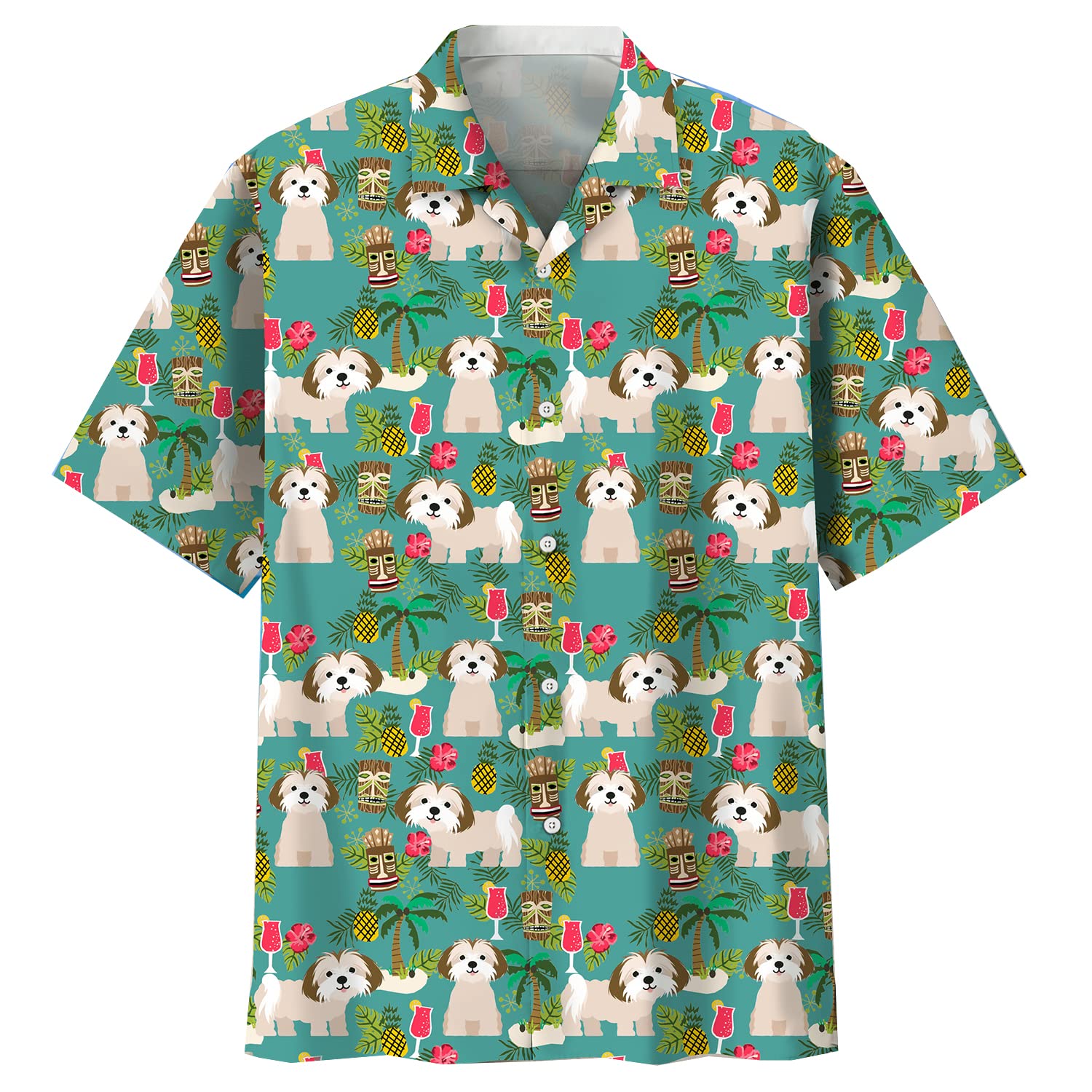 Men's Hawaiian Shirts for Dog Lovers - Tiki Aloha Button Down Short Sleeve Shirt | Perfect for Beach Parties, Summer Vacations & Dog-Themed Events