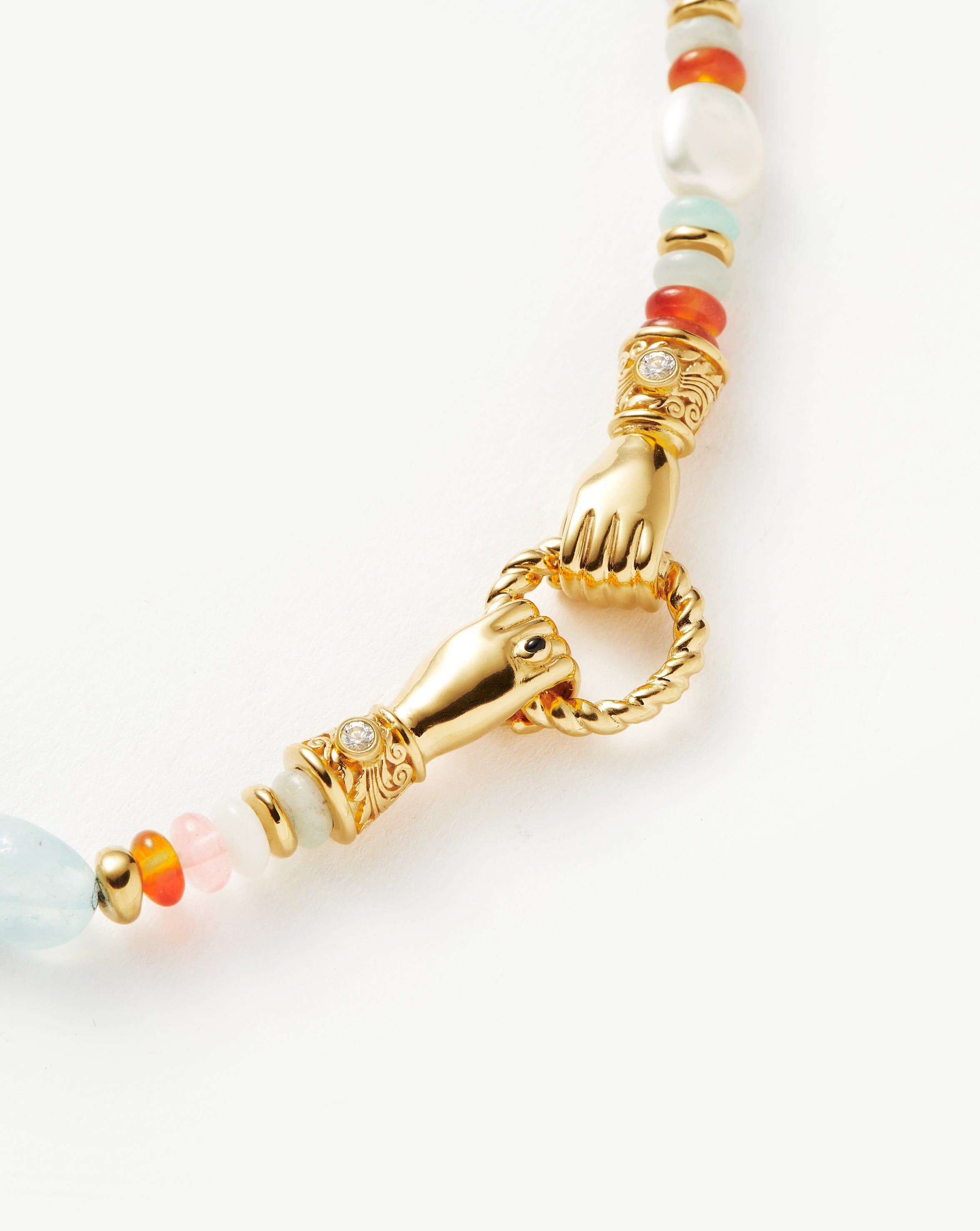 Harris Reed In Good Hands Beaded Gemstone Bracelet - 18k Gold Plated Multi Gemstone & Pearl Jewelry for Women | Elegant Gift for Birthday, Anniversary & Special Occasions