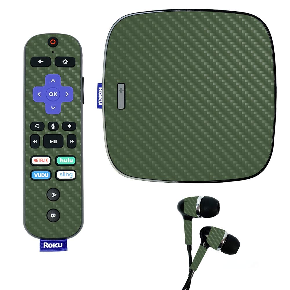 MightySkins Carbon Fiber Skin for Roku Ultra - Solid Olive | Protective & Durable Textured Vinyl Wrap | Easy to Apply & Remove | Made in USA | Perfect for Home Entertainment & Gaming Setup