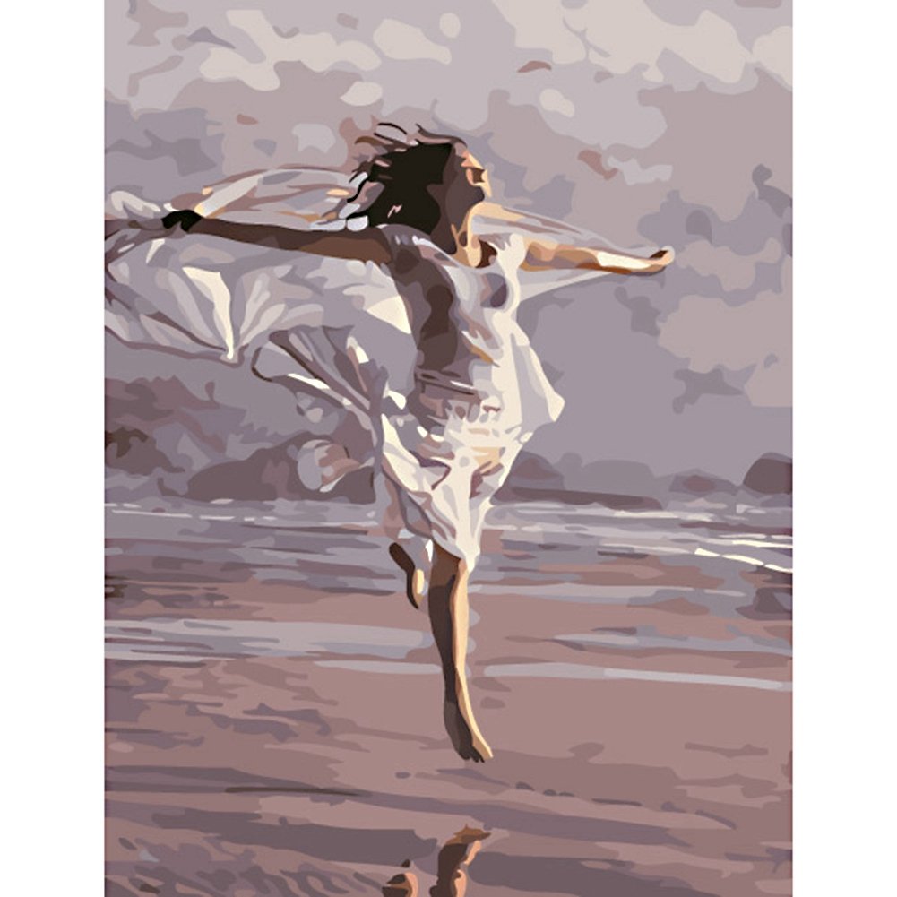 Adarl DIY Paint by Numbers Kit for Adults - Jumping Girl Canvas Painting Set with Brushes | Fun & Relaxing Hobby for Home Decor, Gift Idea