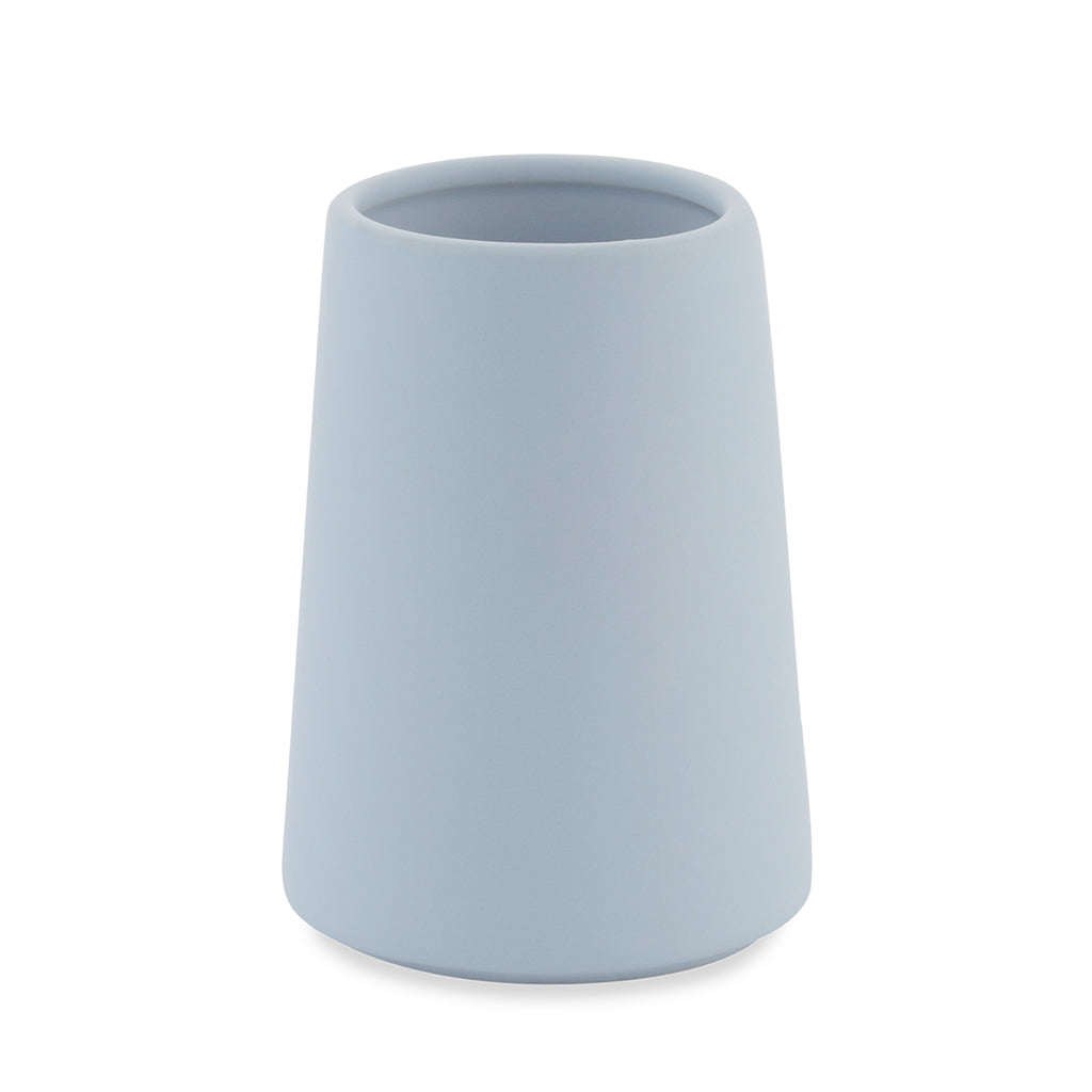 Modern Matte Blue Ceramic Bathroom Accessories Set - Soap Dispenser, Toothbrush Holder & Tumbler for Stylish Home Decor | Perfect for Spa, Guest Bathrooms & Luxury Vanities