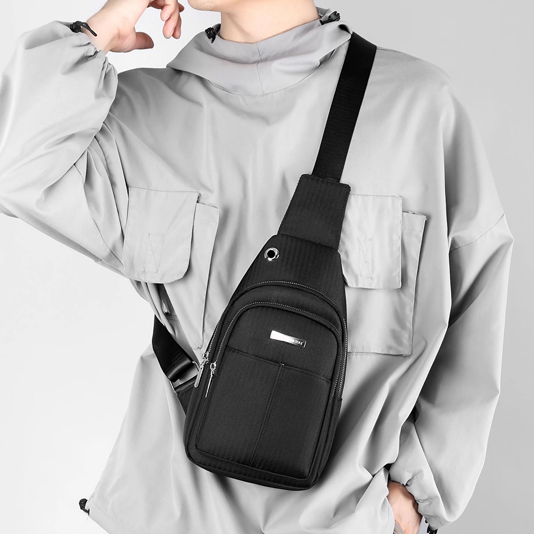 Waterproof Crossbody Sling Bag for Men & Women - Lightweight Chest Backpack for Travel, Hiking, Walking & Outdoor Activities | Durable & Comfortable (Black)