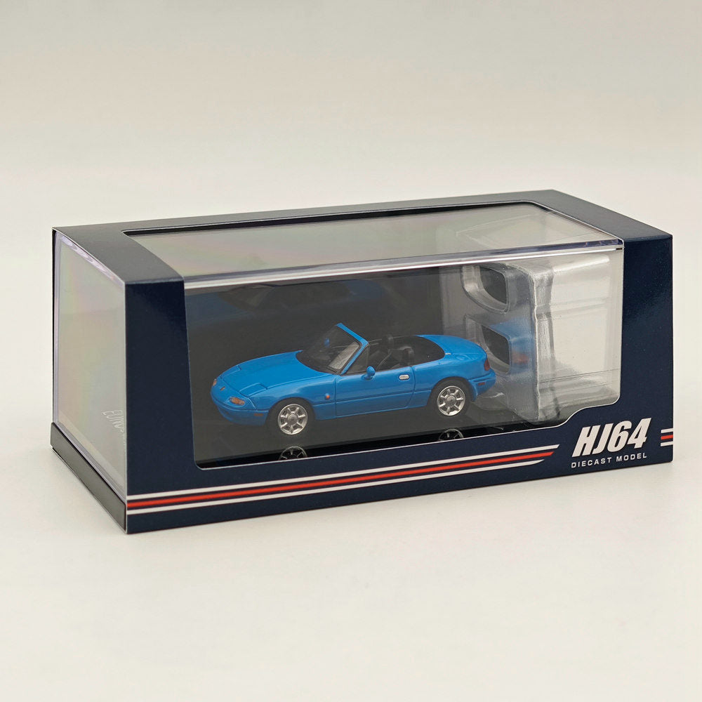 1/64 Scale Mazda Eunos Roadster NA6CE Diecast Model Car with Tonneau Cover - Blue HJ642025ABL Limited Edition Collectible Toy for Car Enthusiasts | Perfect for Display, Gifts, and Hobby Collections