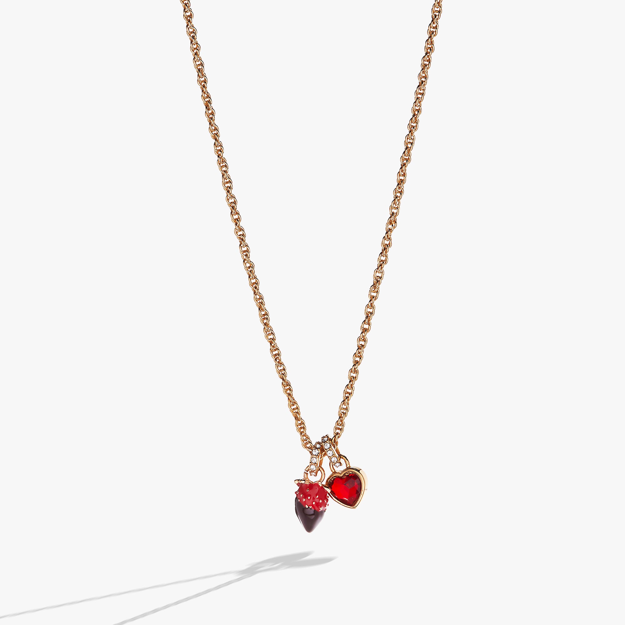 Chocolate Covered Strawberry Duo Charm Pendant Necklace - Elegant Jewelry for Women, Valentine's Gift, Sweetheart Necklace for Date Night & Romantic Occasions