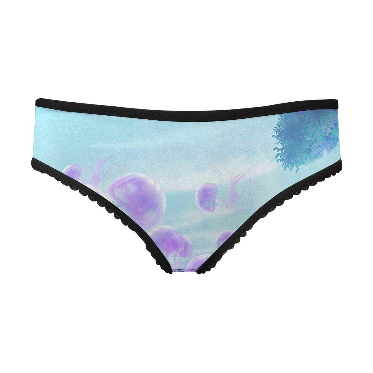 **InterestPrint Women's Breathable Soft Briefs Underwear – Underwater World Purple Jellyfish Print – Comfortable Panties for Daily Wear, Yoga & Sleep**