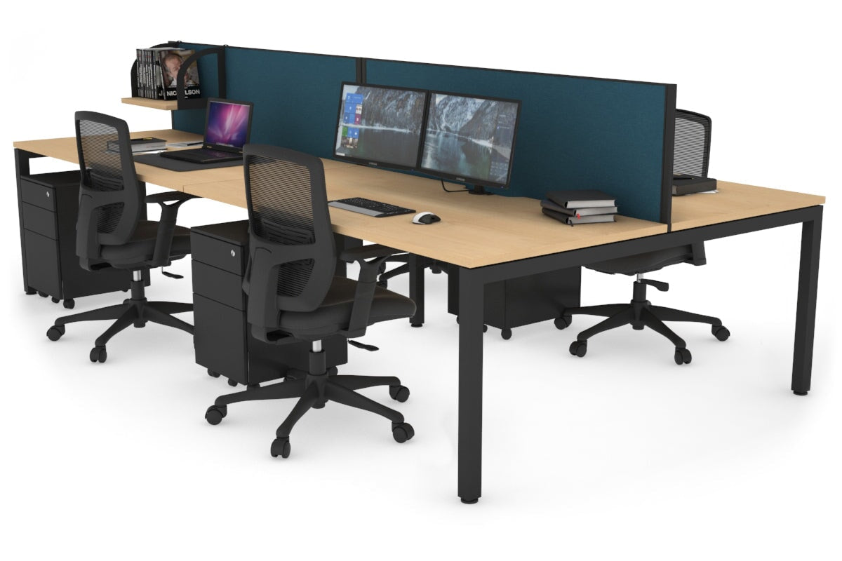 Quadro Square Legs 4-Person Office Workstation Desk - 1600L x 800W with Cable Management Scallop - Perfect for Collaborative Workspaces & Open Office Environments