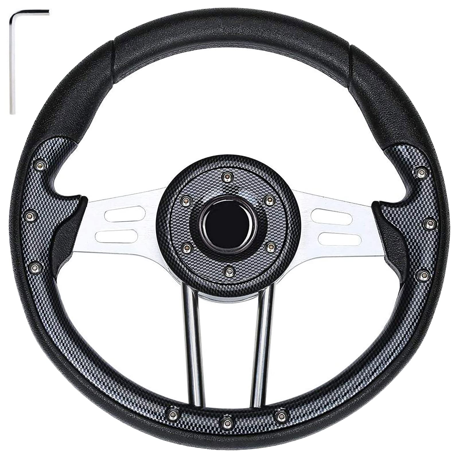 Universal Golf Cart Steering Wheel - Fits EZGO TXT, RXV, Marathon, Club Car DS, Precedent, Onward, Tempo & Yamaha Drive - Cool Racing Design for Enhanced Control & Style - Perfect for Golf Courses, Resorts & Personal Use
