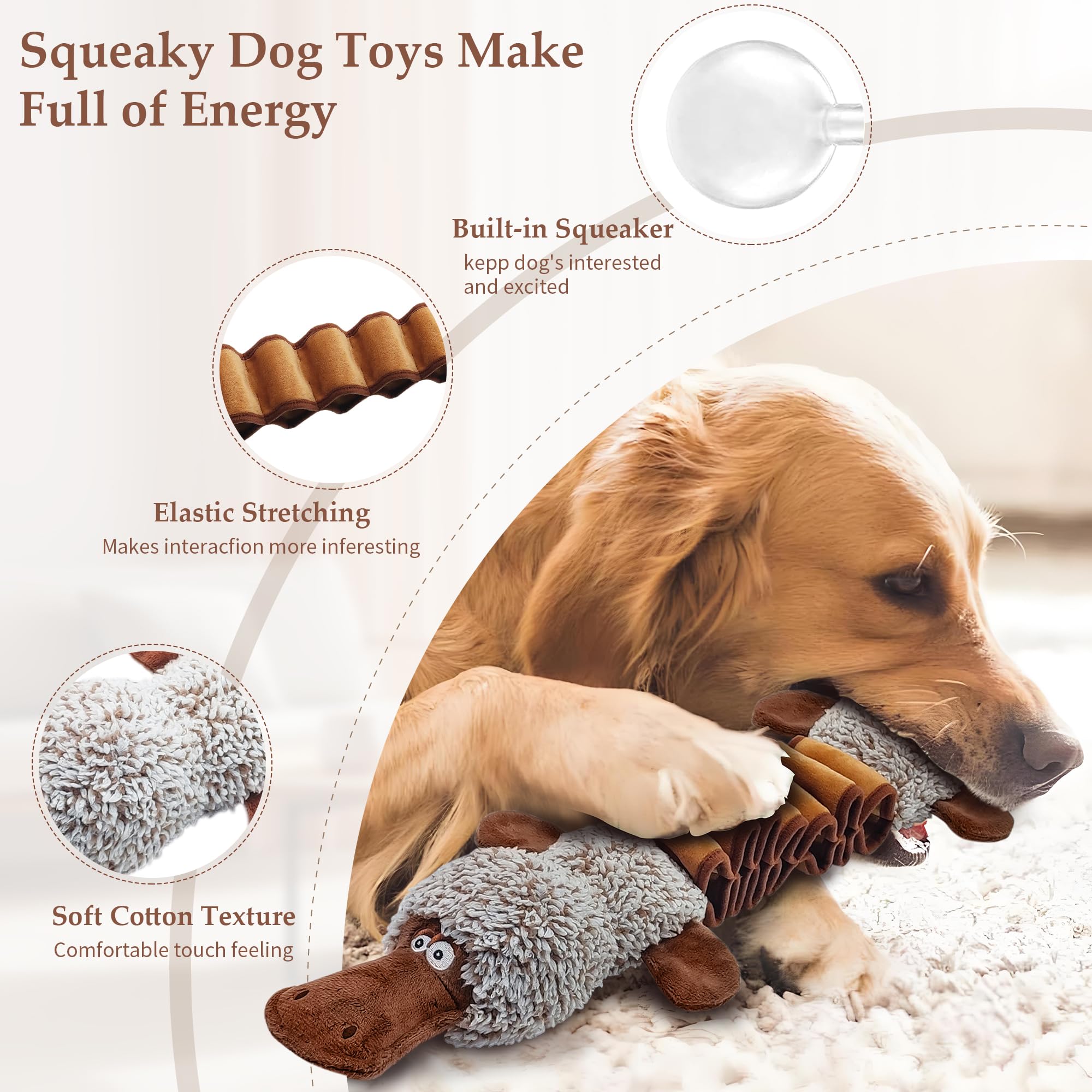 Durable Squeaky Dog Toys for Small, Medium & Large Dogs - Interactive Tug of War Puppy Chew Toys with Funny Platypus Design - Perfect for Playtime, Training & Bonding with Your Pet