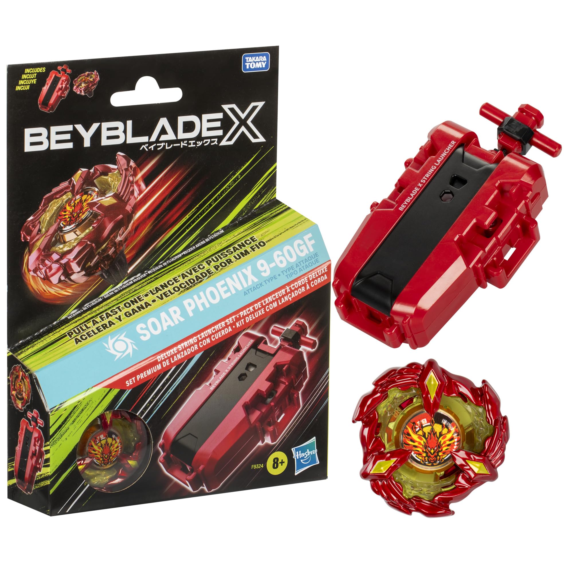 Beyblade X Soar Phoenix 9-60GF Deluxe String Launcher Set - High-Performance Spinning Top Battle Game for Kids & Collectors - Perfect for Competitive Play, Birthday Gifts & Tournaments