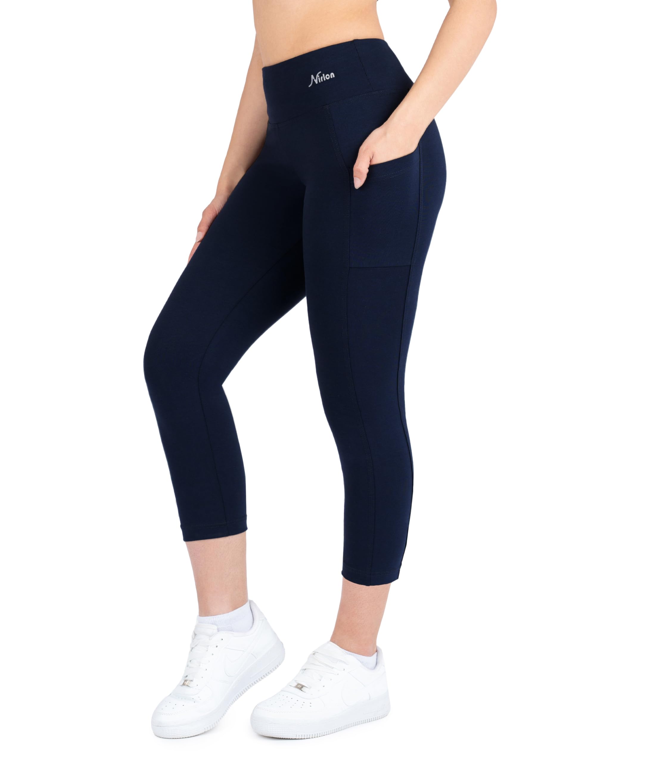 Breathable High Waisted Capri Leggings for Women with Pockets - Nirlon Workout & Yoga Leggings for Running, Gym & Casual Wear