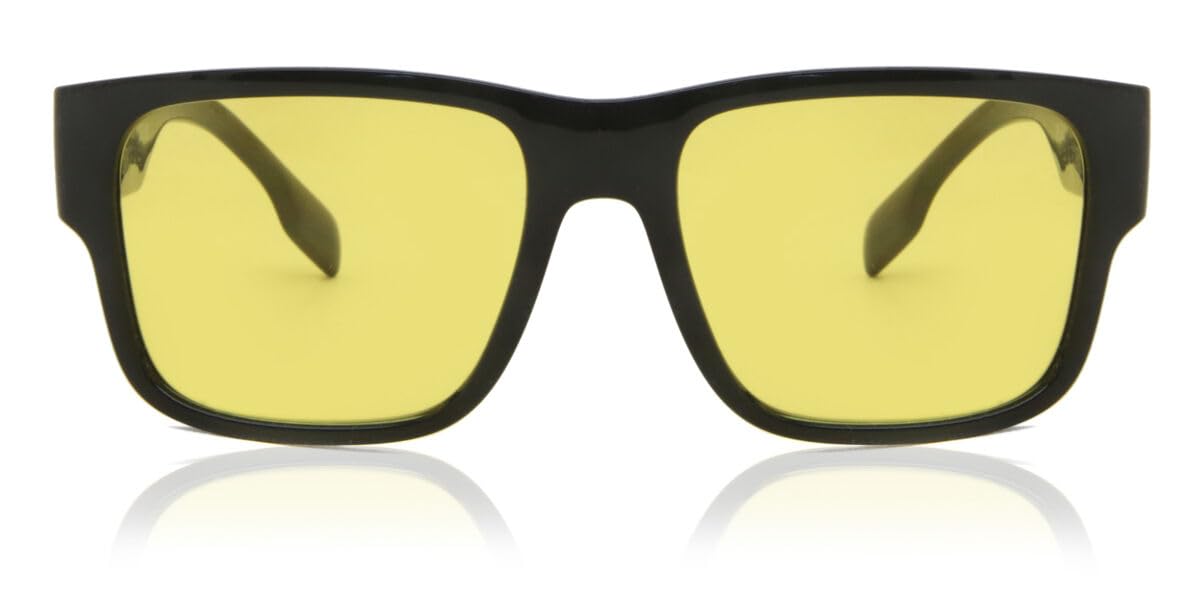 BURBERRY BE 4358 300185 Knight Black & Yellow Polarized Sunglasses for Men & Women - UV Protection, Luxury Fashion Shades for Driving, Beach & Outdoor Activities