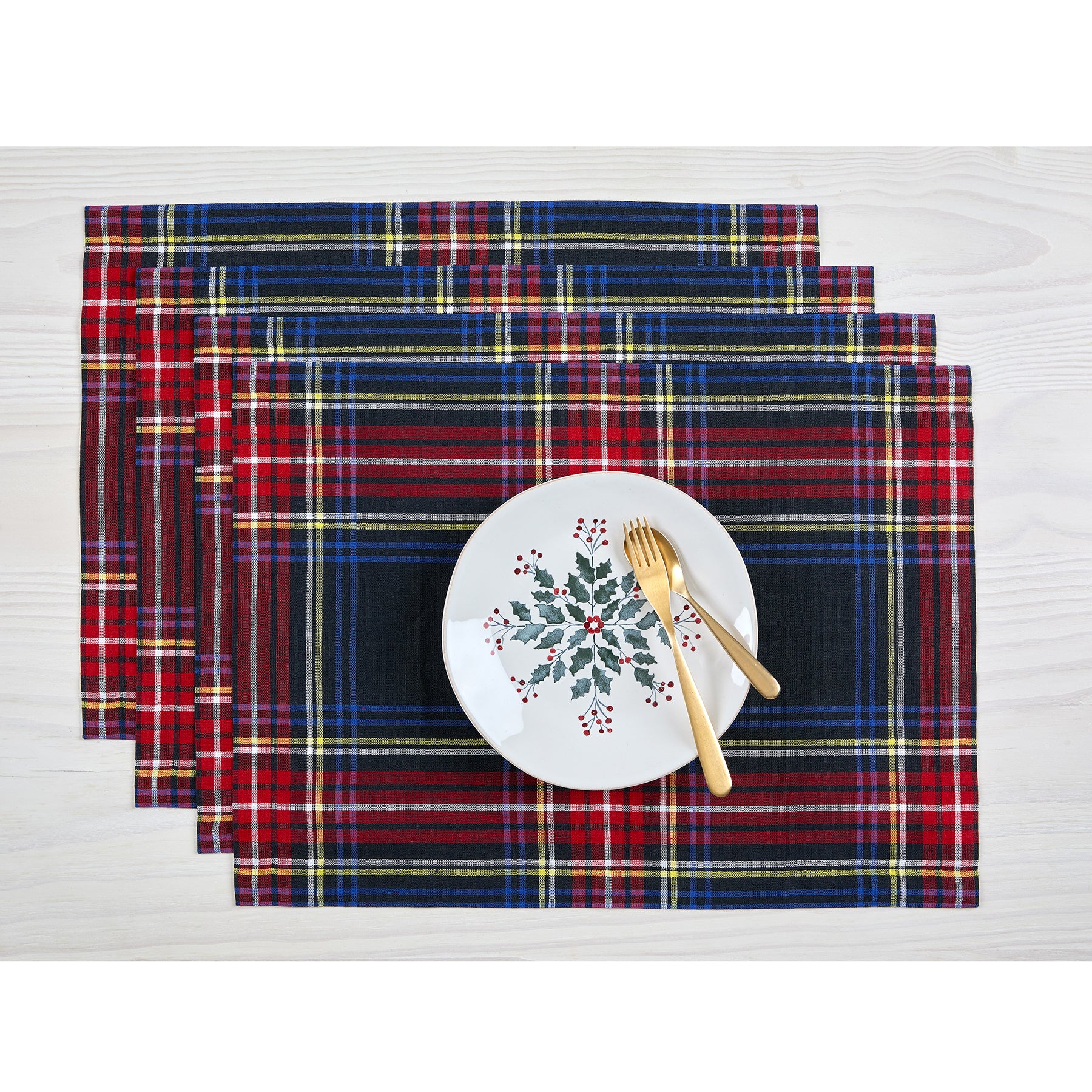 Premium Stewart Plaid Placemats Set of 4 - Waterproof & Heat Resistant Dining Table Mats for Holiday Dinner, Party, and Everyday Use