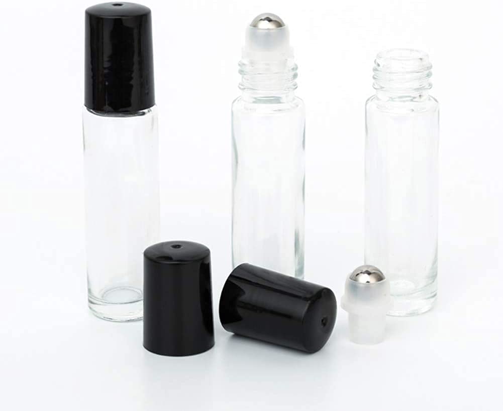 PHARCOS 10ml Glass Roll On Bottles with Black Cap - Essential Oil Bottles, Perfume Roller Bottles, Aromatherapy Bottles | Refillable, Leakproof & Eco-Friendly for DIY Beauty, Travel & Gifts (Pack of 3)