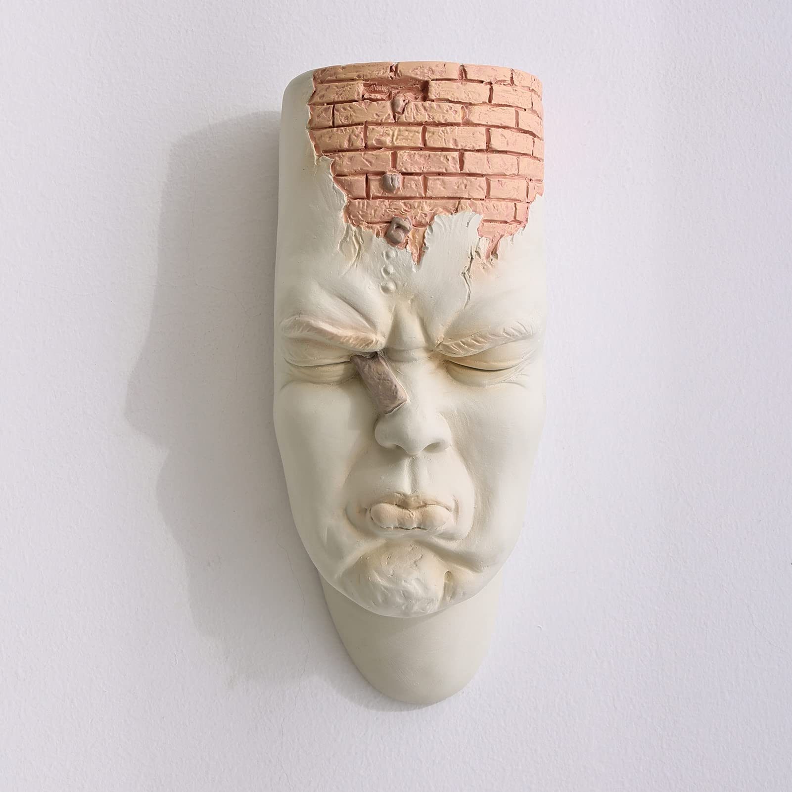 Sicomy Face Wall Planter - Indoor/Outdoor Wall Mounted Head Planter for Plants, No Drainage, Brick Men Design - Perfect for Home, Office, and Garden Decor
