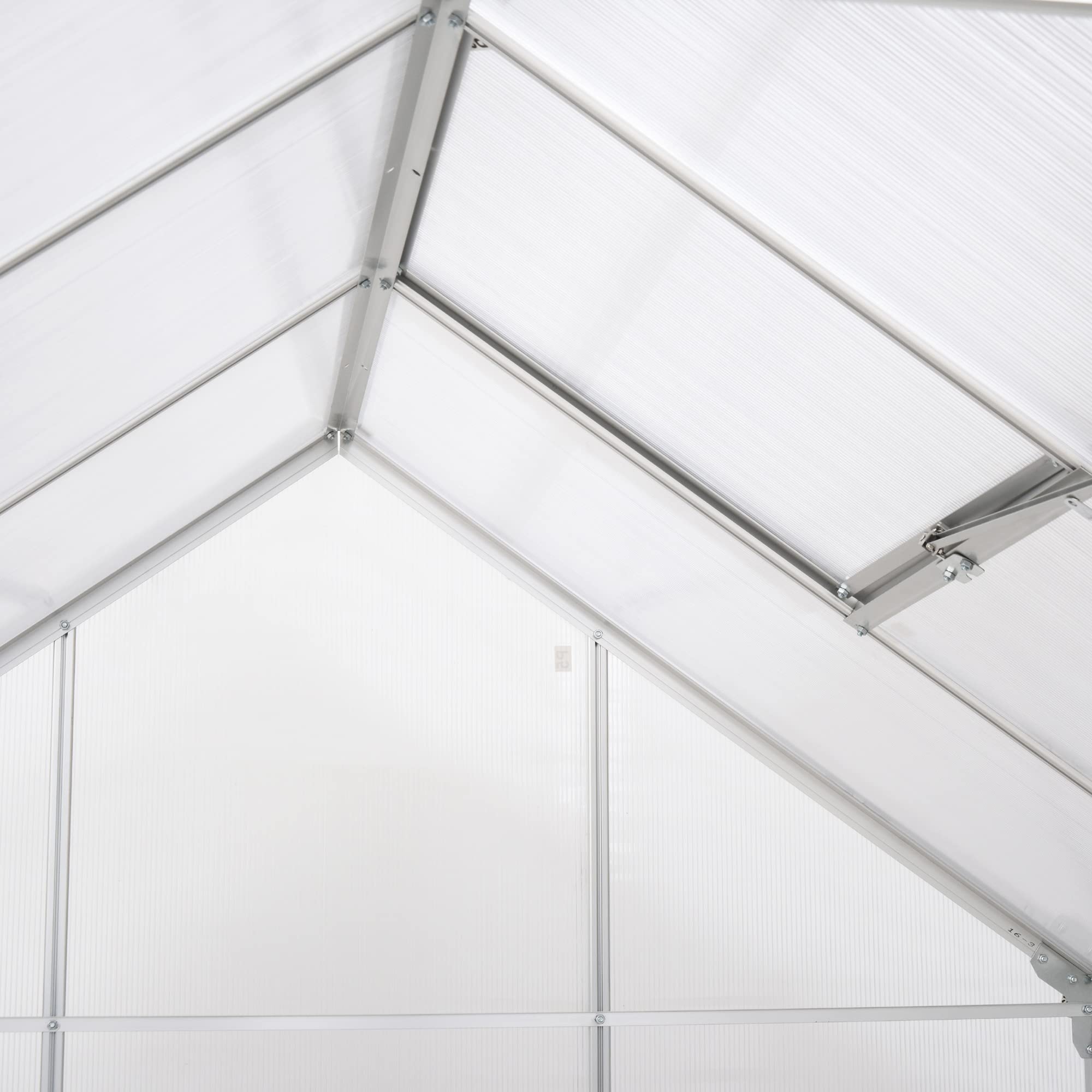 Outsunny 6x6 FT Walk-in Greenhouse Kit with Polycarbonate Panels & Aluminum Frame - Sliding Door & Roof Vent for Gardening, Plant Growing - Perfect for Backyard, Patio, or Balcony Use