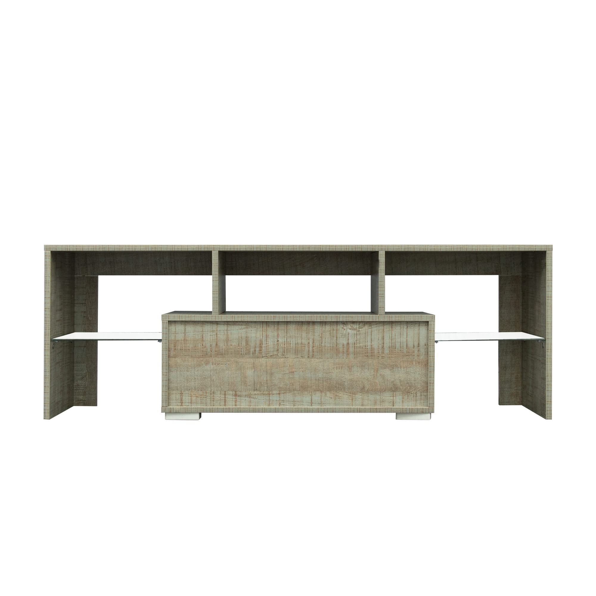 RGB LED TV Stand with Storage for Flat Screen TVs & Gaming Consoles - Modern Espresso Entertainment Center for Living Room, Bedroom & Lounge Room - Perfect for Movie Nights & Gaming Setup
