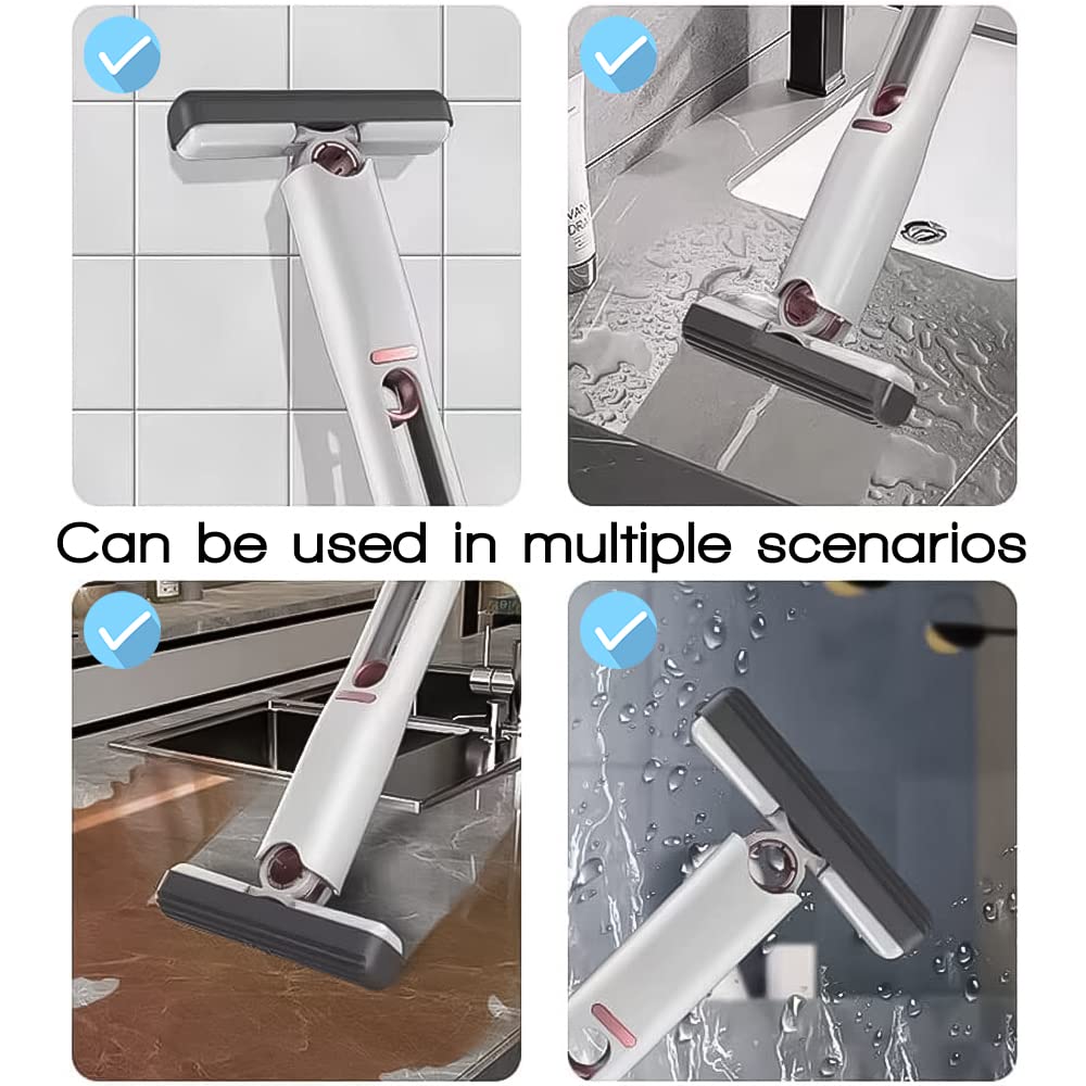 Portable Self-Squeeze Microfiber Mop - Mini Hands-Free Cleaning Tool for Wet & Dry Floors - Strong Absorbent Mop for Bathroom, Kitchen, Tableware, Glass & Desktop - Includes 1 Cotton Head & Squeeze Bucket - Perfect for Quick Spills, Pet Hair & Daily Cleaning