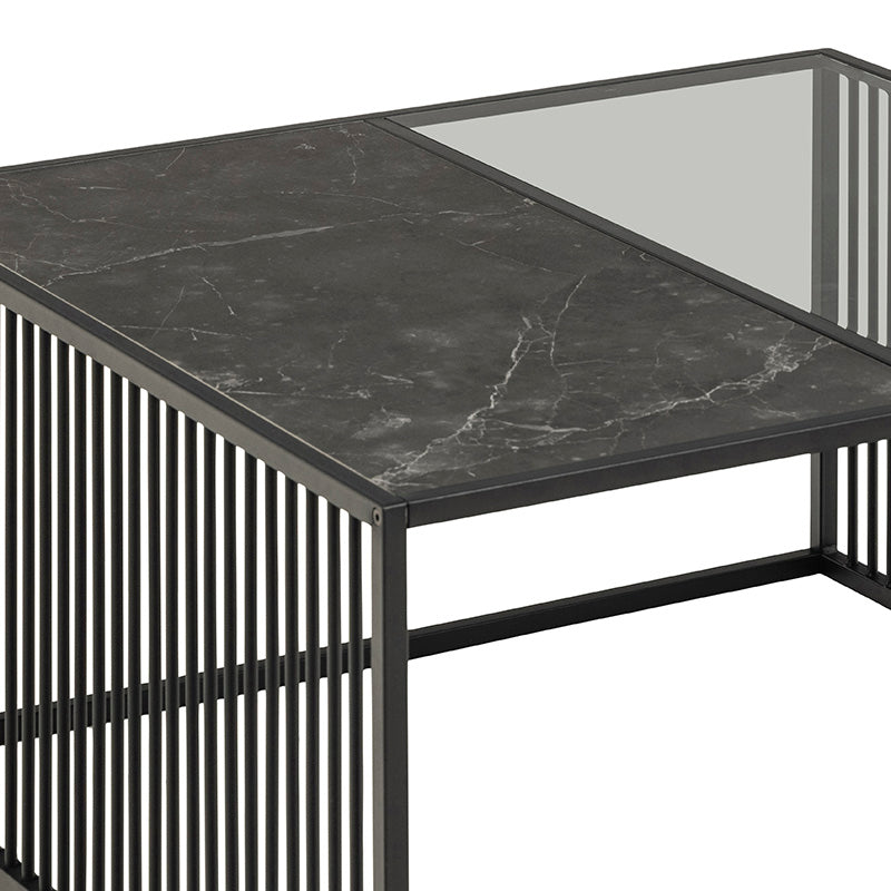 STRINGTON 80cm Square Coffee Table - Black Marble Effect Top for Living Room, Modern Center Table for Home Decor & Small Space Furniture