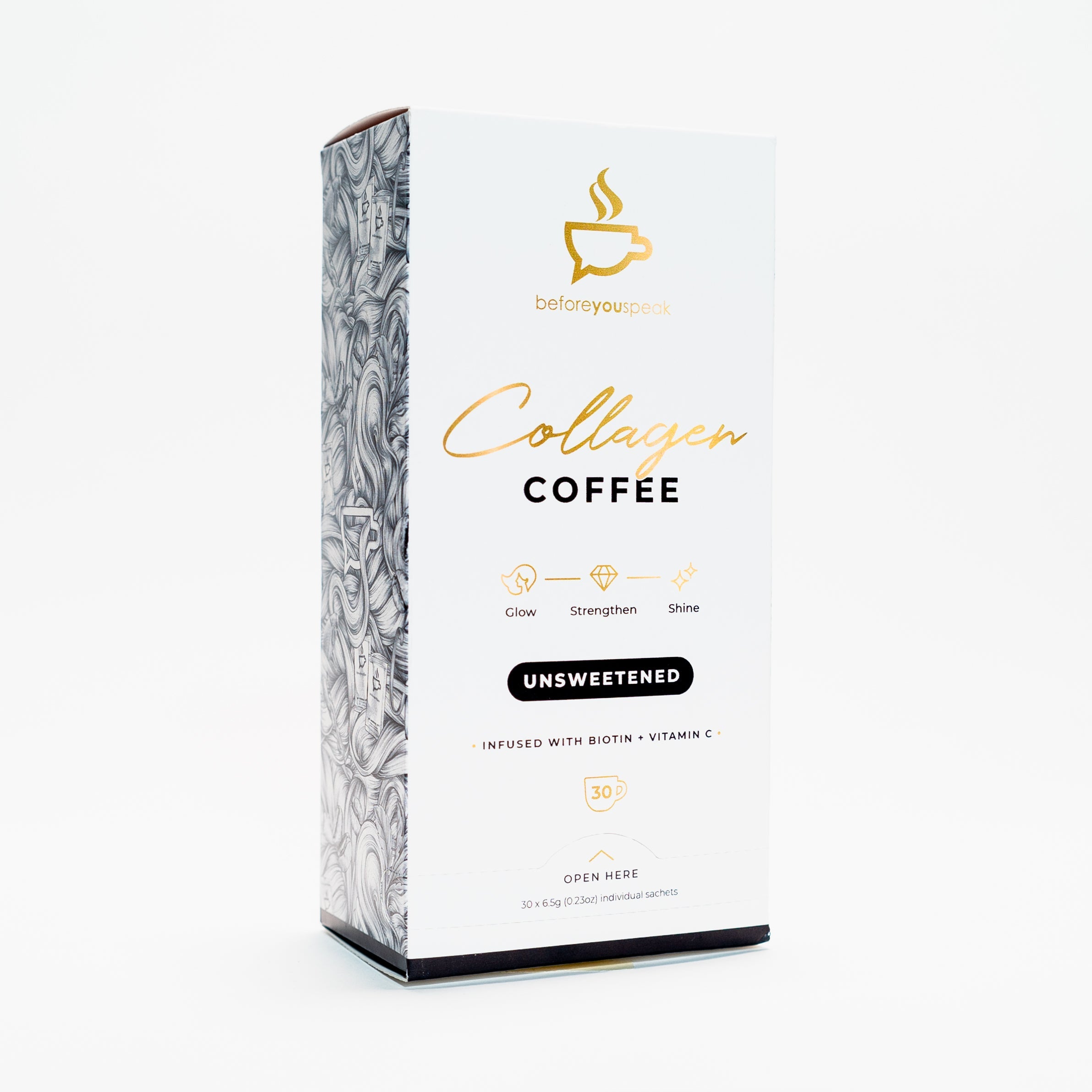 Before You Speak Collagen Coffee Unsweetened - Premium Collagen-Infused Coffee for Skin & Joint Health | Perfect for Morning Boost & Wellness Routine