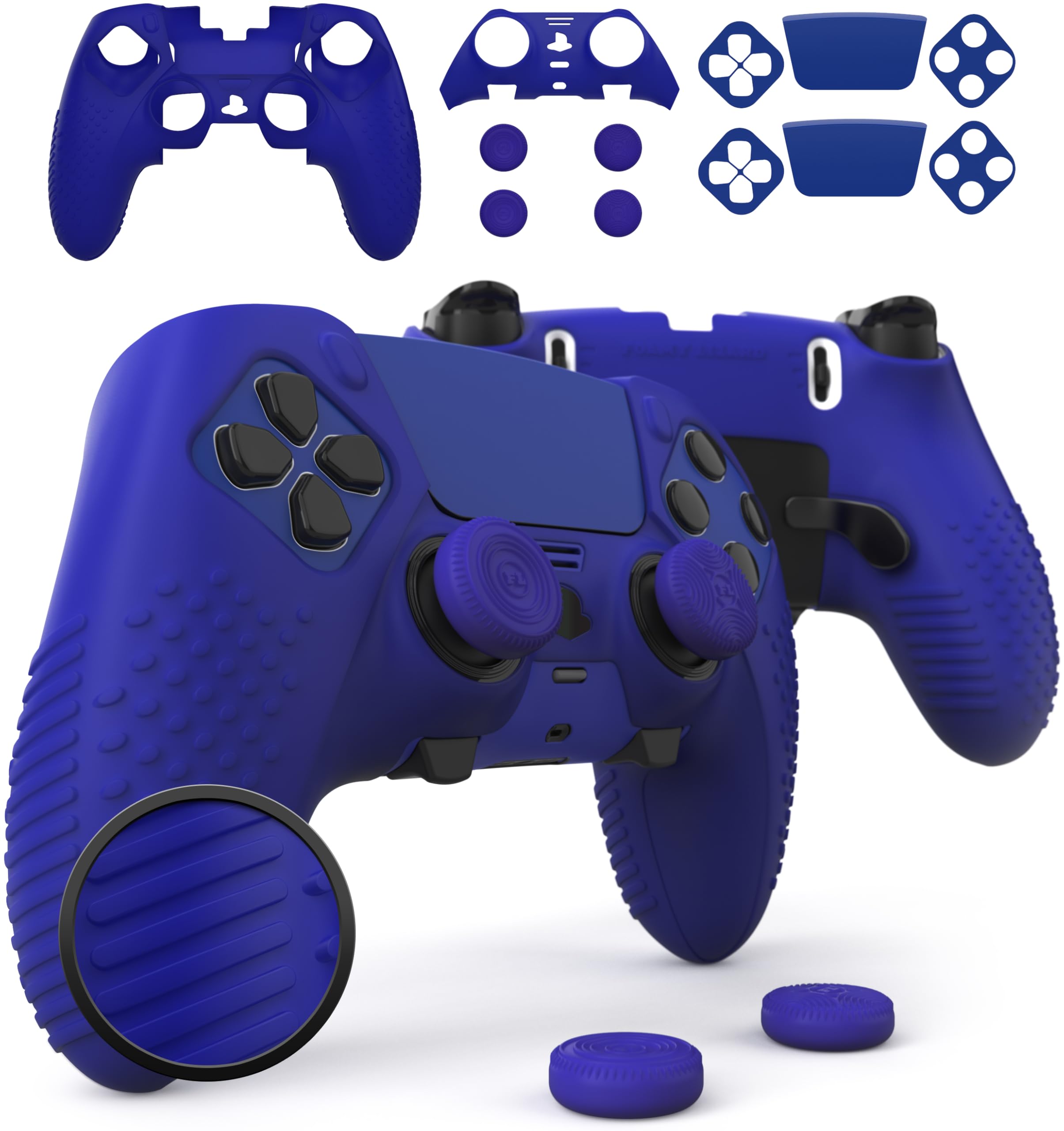 Foamy Lizard Eclipse PS5 Edge Controller Skin Combo Set - Dock-Compatible, Protective Stickers, Non-Slip Soft Gel Silicone Cover, Faceplate & Thumb Grips for PlayStation 5 DualSense Edge - Perfect for Gaming, Travel & Long Play Sessions
