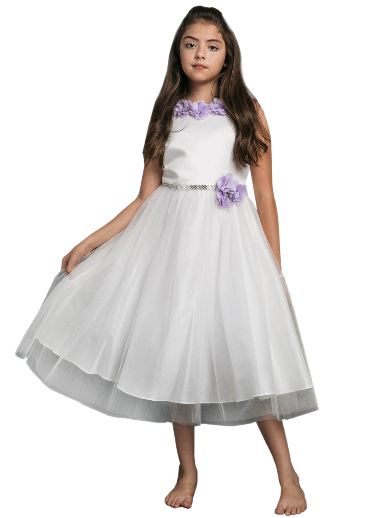 Lilac Chiffon Floral Brooch Bridesmaid Dress for Big Girls - Sizes 8-20 | Perfect for Junior Bridesmaids, Flower Girls & Special Occasions