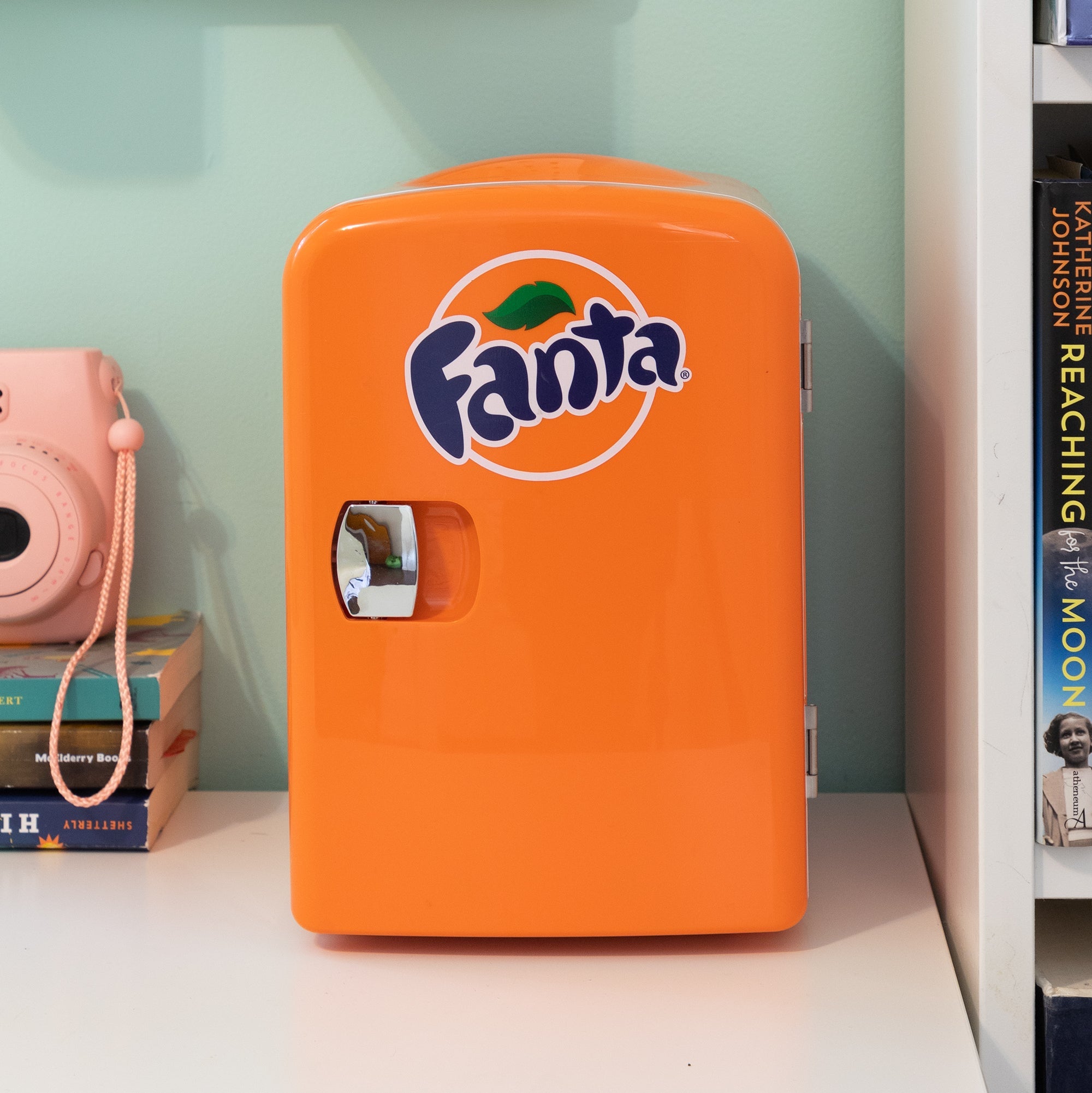 Portable 6 Can Mini Fridge Cooler & Warmer - 12V DC/110V AC Dual Power for Travel, Office, Dorm - Keeps Drinks, Snacks, Lunch & Cosmetics Fresh - Ideal for Car, Camping, Road Trips & Home Use (Orange)