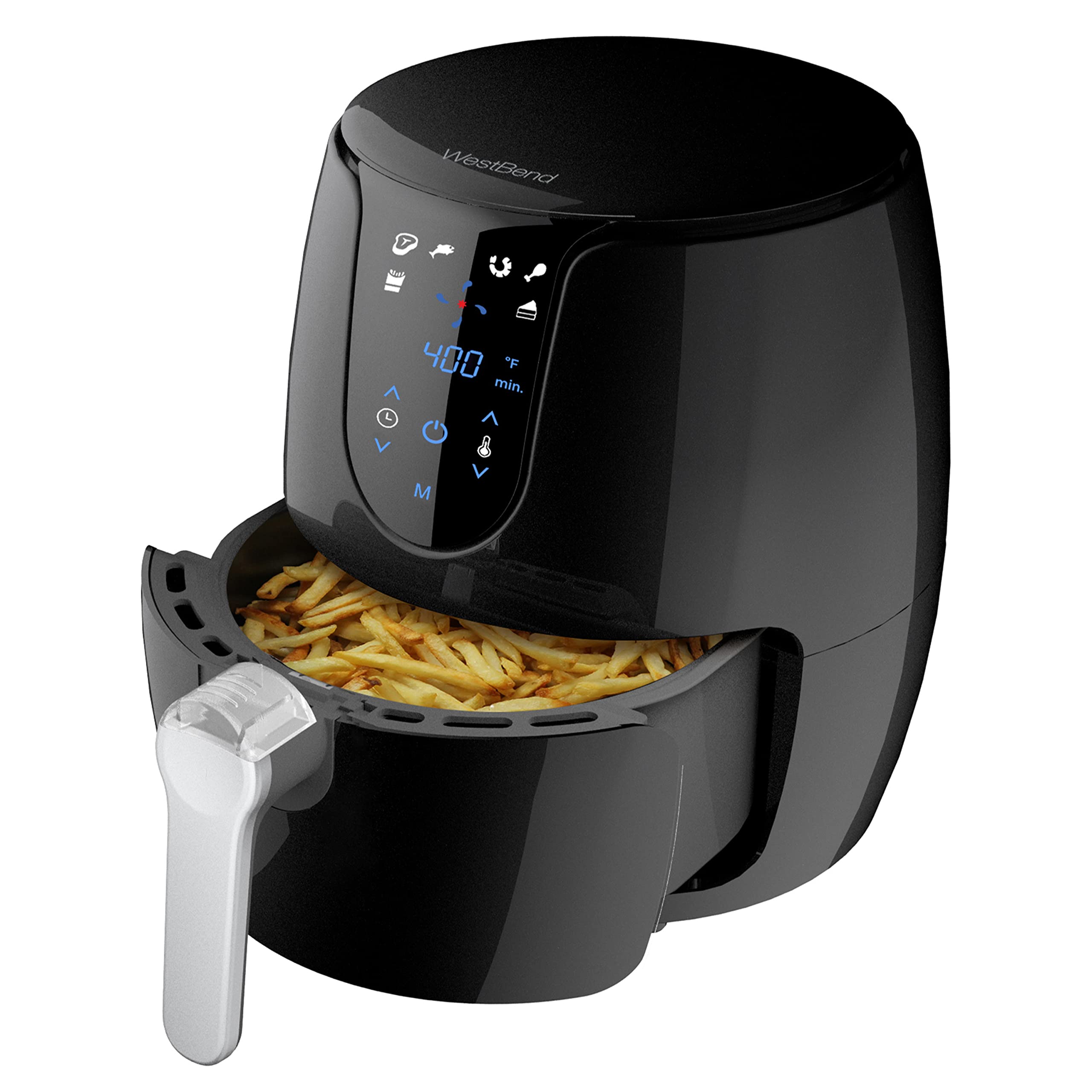 West Bend 3.7-Quart Digital Air Fryer with 6 Presets, 30-Min Timer & Nonstick Coating - Perfect for Healthy Frying, Roasting & Baking at Home (Black)