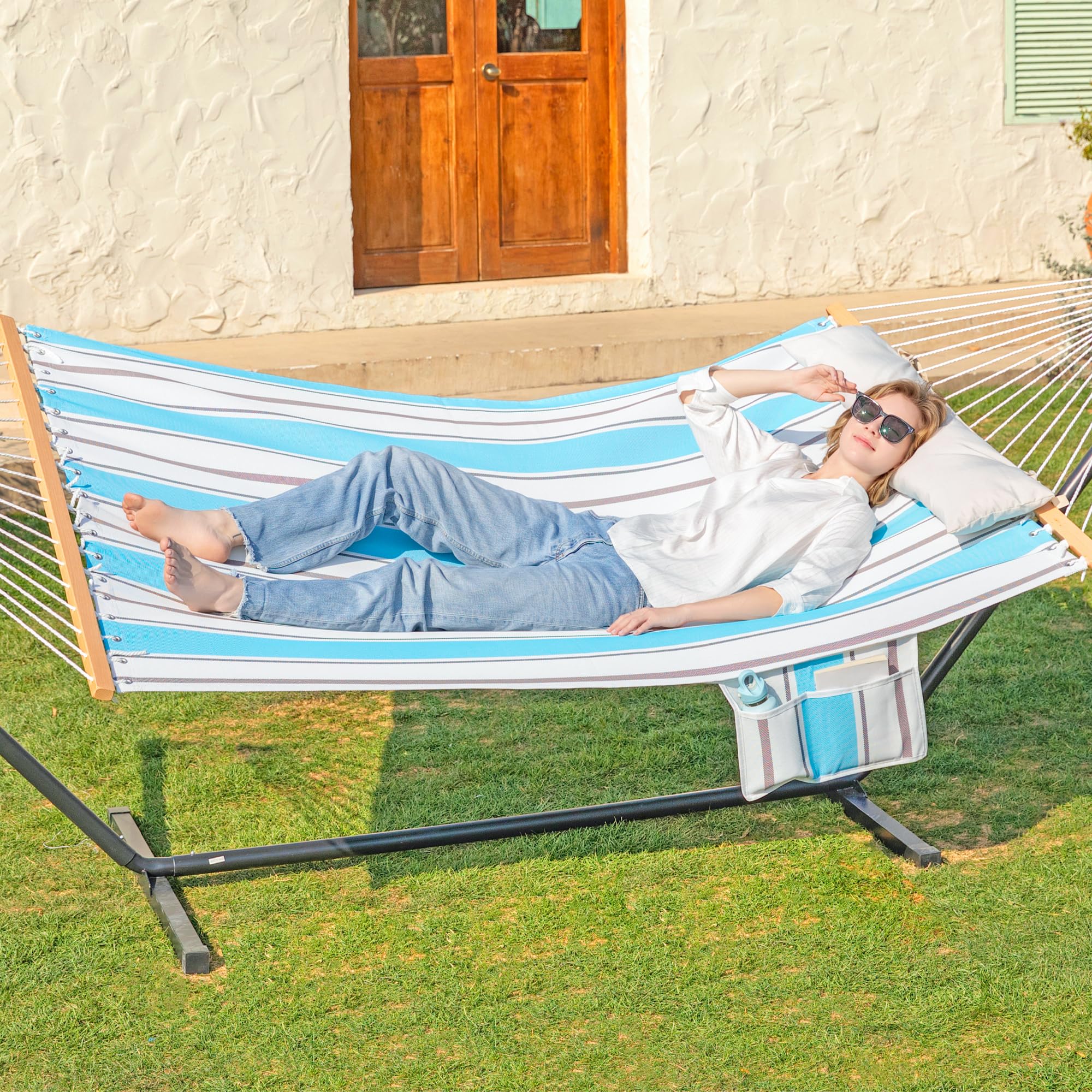 **Waterproof 2-Person Double Hammock with Stand – Heavy Duty 475lbs Capacity, 55
