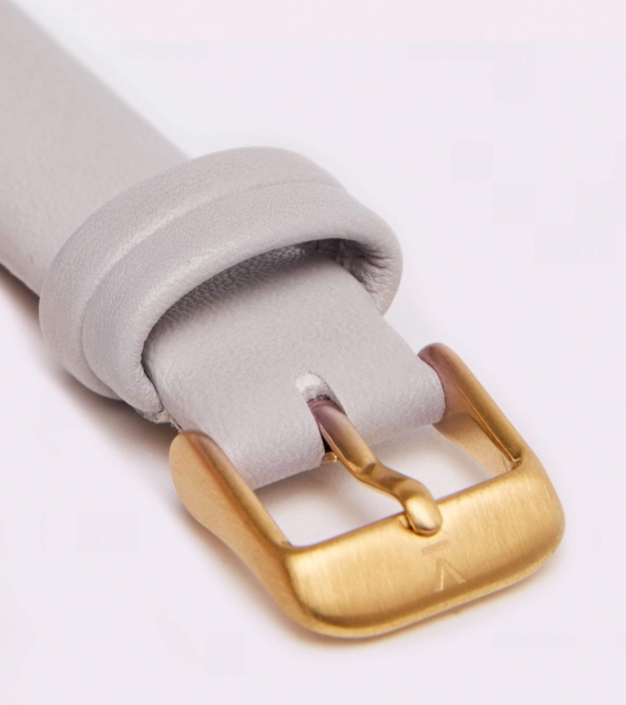 Elegant Petite Watch with Gold & White Dial - Light Grey Vegan Leather Strap for Women | Perfect for Office, Date Night & Everyday Wear