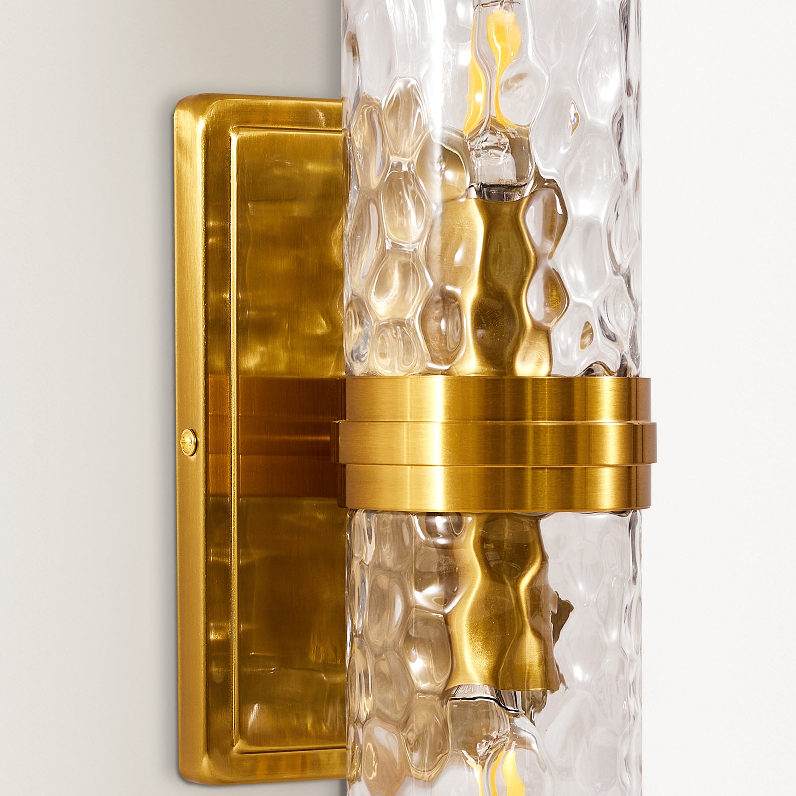Modern Hammer Glass Double Cylinder Shade Wall Sconce - Open Box Like New Condition - Perfect for Bedroom, Living Room & Hallway Lighting Decor