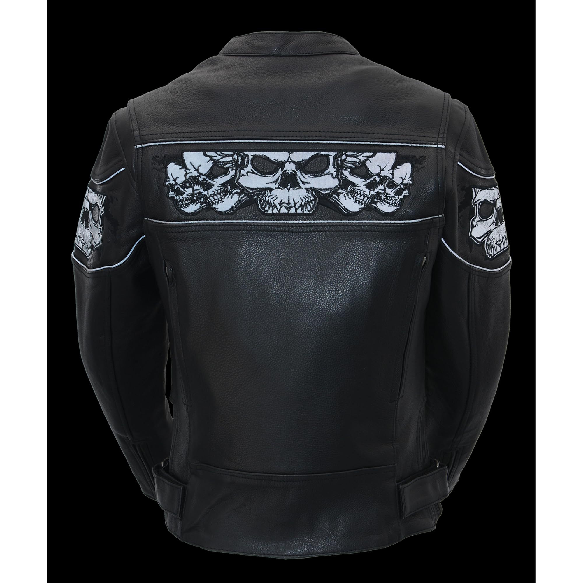 Milwaukee MLL2540 Women's Reflective Skulls Soft Naked Cowhide Leather Motorcycle Jacket - Stylish & Protective Riding Gear for Harley, Cruiser & Street Bikes