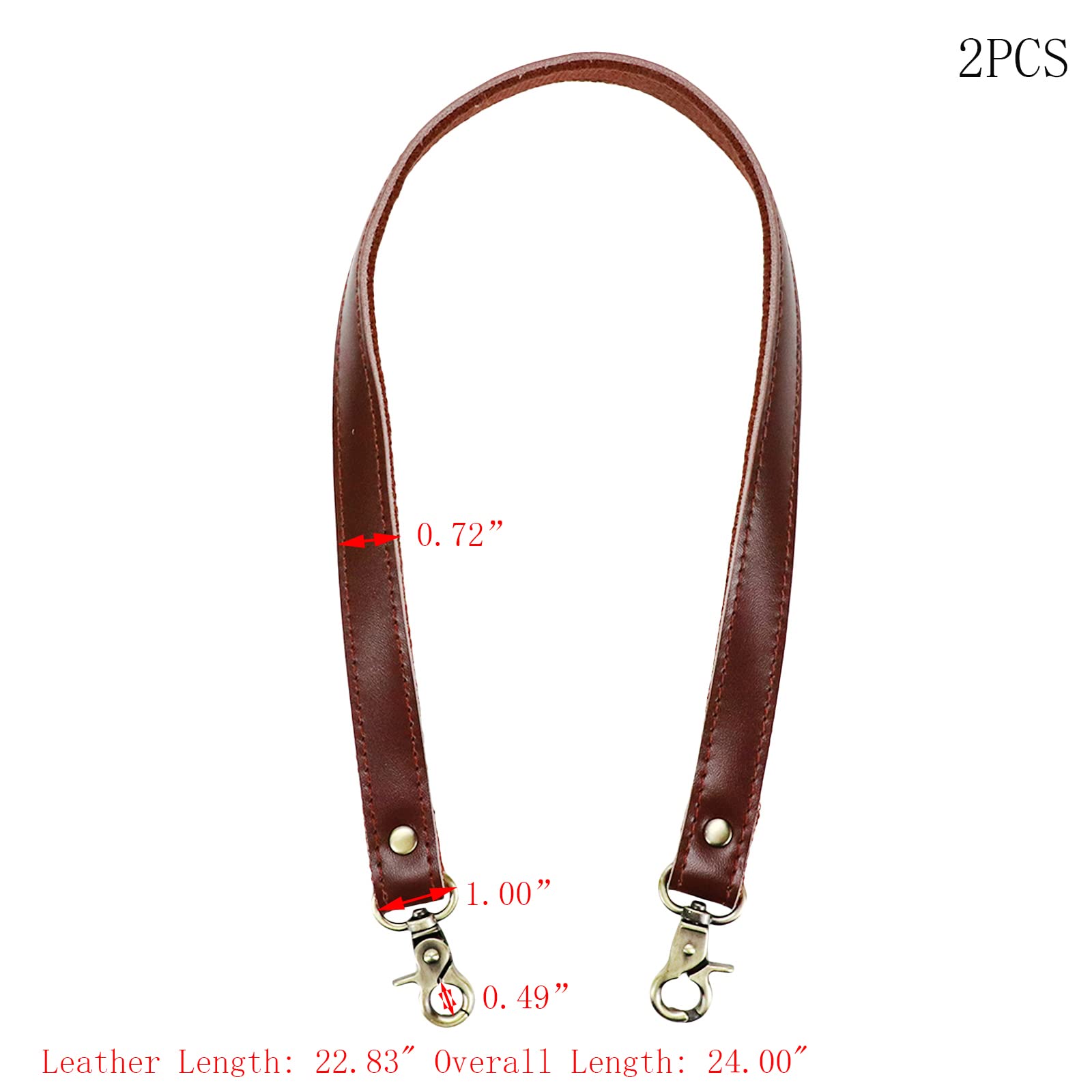 22.83-Inch Brown Leather Handbag with Adjustable Shoulder Strap - 2 Piece Set for Women, Work, Travel & Everyday Use