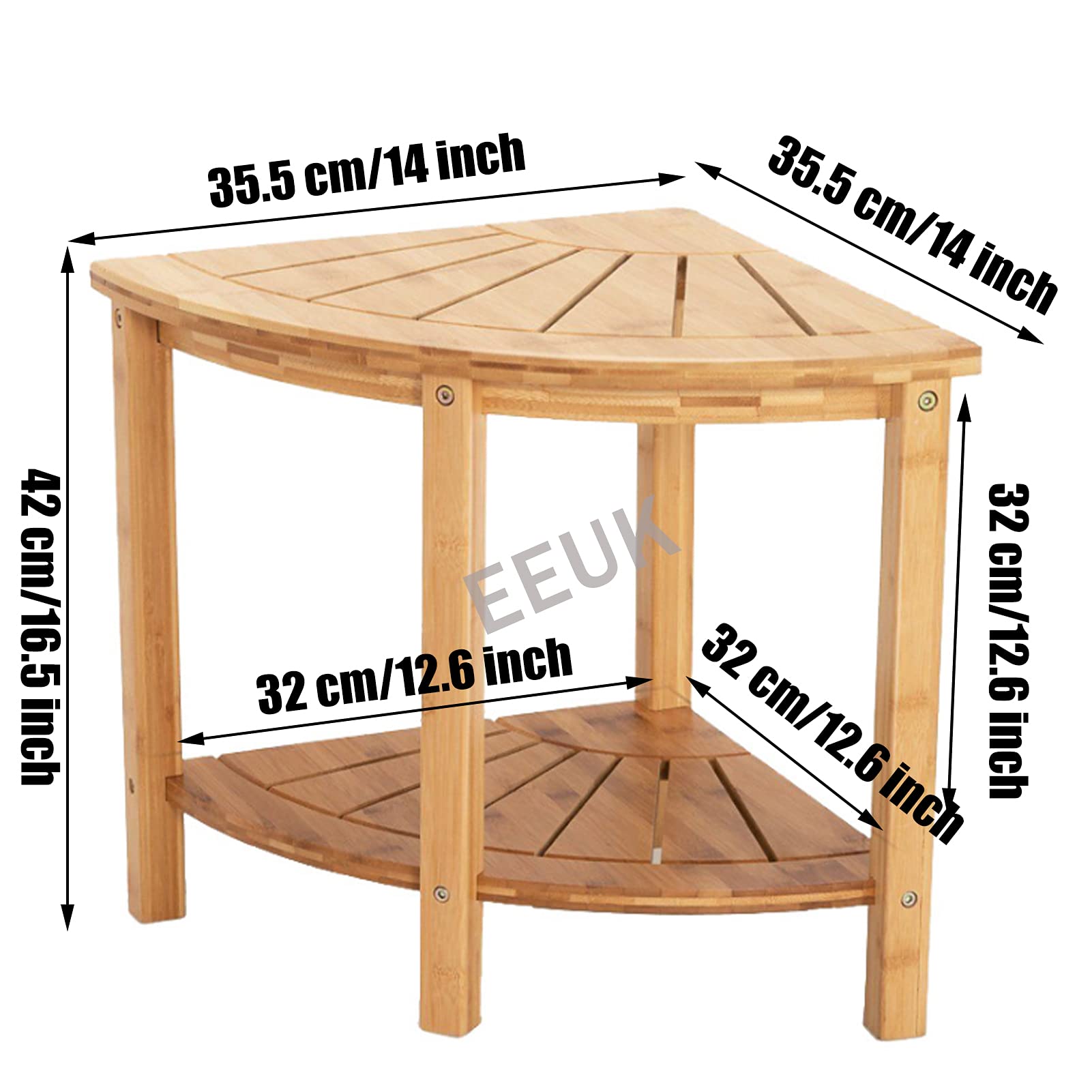 Premium Bamboo Shower Stool with Shelf - Non-Slip Spa Bench for Bathroom, Bedroom & Garden - Perfect as Shaving Stool, Foot Rest & Towel Rack (Natural Wood Seat with Anti-Skid Feet) - Ideal for Relaxation, Pedicures & Bathroom Organization