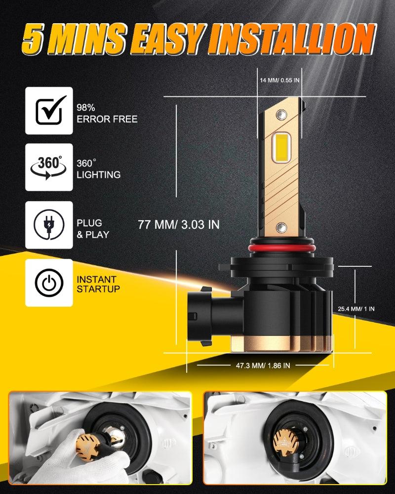 (2-Pack) Z3 White/Yellow LED Fog Light & DRL Bulbs - 44W 8000LM High Brightness - Perfect for Off-Road, Truck & Car Lighting Upgrades