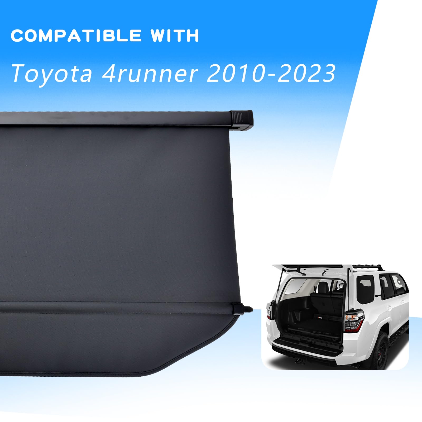 Retractable Cargo Cover for Toyota 4Runner 2010-2023 | Rear Trunk Shade Privacy Protector | 4Runner Accessories for Road Trips & Outdoor Adventures
