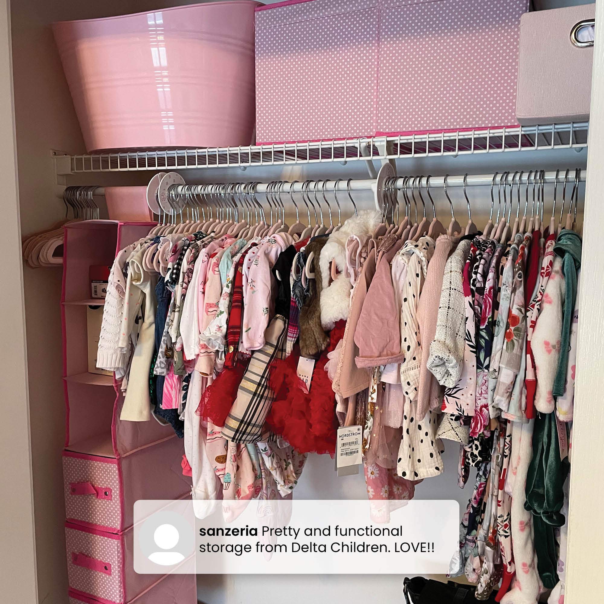 Delta Children 48-Piece Nursery Storage Set - Easy Organization Solution for Baby Clothes & Toys | Keep Bedroom, Nursery & Closet Tidy in Barely Pink | Perfect for Newborn Essentials & Toddler Room Organization