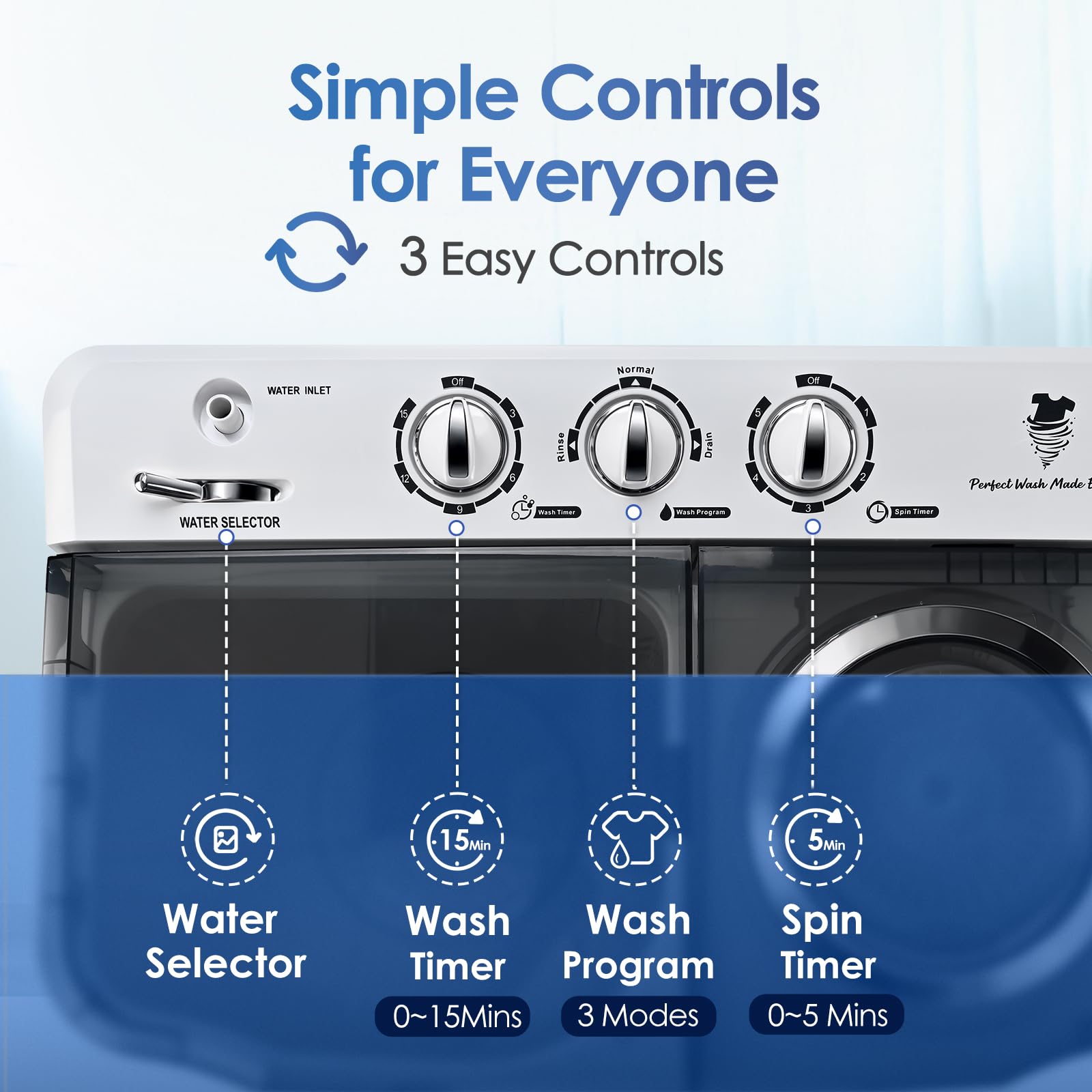 Portable Twin Tub Washing Machine - 28 Lbs Capacity (18 Lbs Washer + 10 Lbs Spinner) Compact Laundry Washer Dryer Combo for Apartments, Dorms, RVs & Camping - Perfect for Small Spaces, Travel & Off-Grid Living