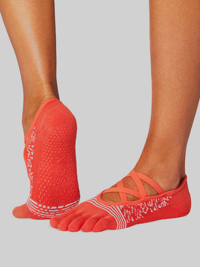 ToeSox Elle Tec Full Toe Women's Non-Slip Yoga Socks for Pilates, Barre & Workout - Breathable Grip Socks for Dance, Fitness & Home Exercise