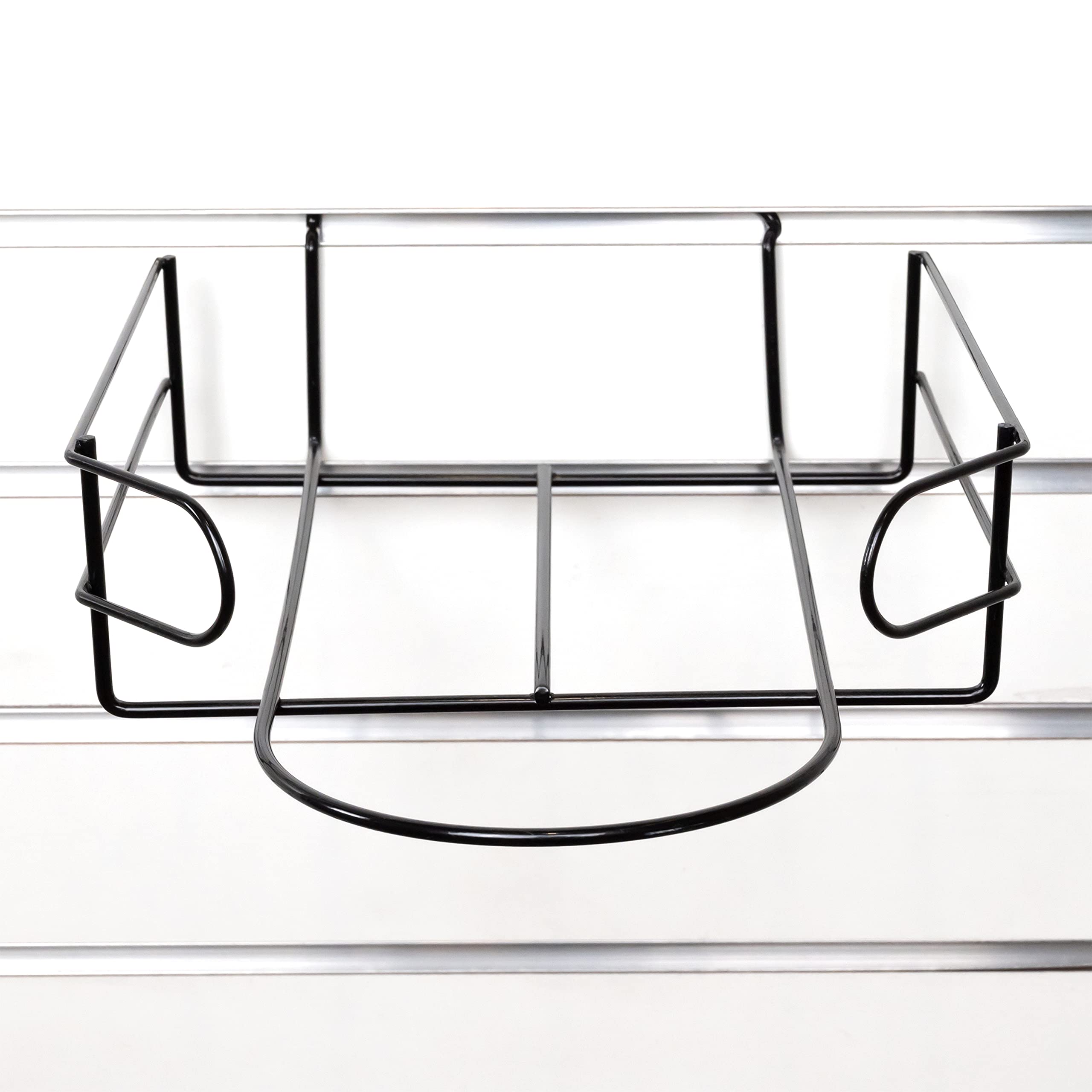 Black/Chrome/White Slatwall Cap Display Rack - Fitted Hats, Snapback Hats & Baseball Caps Organizer (Set of 2) - Perfect for Retail Stores, Hat Shops & Boutique Displays
