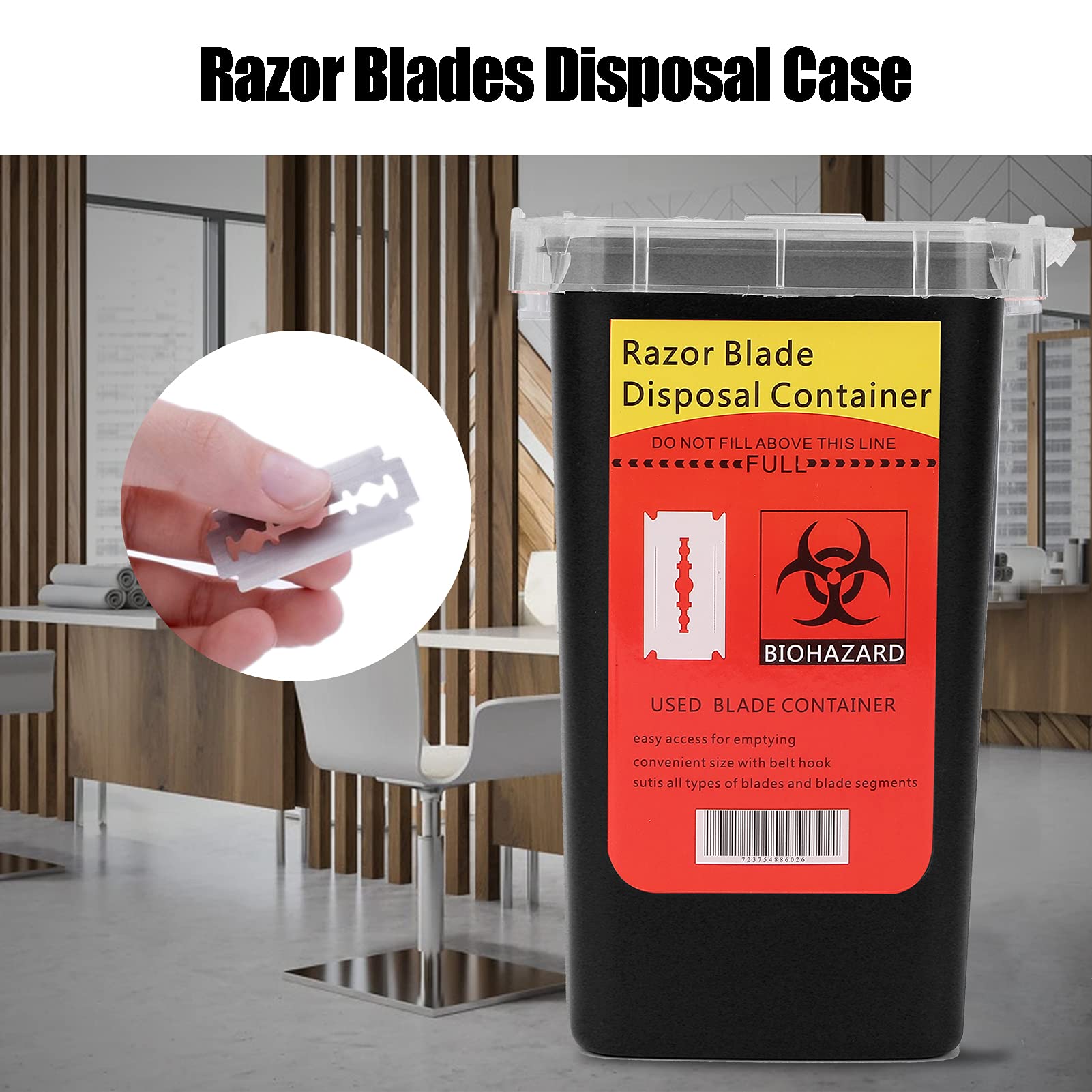 Ubersweet® Needle Disposal Container - Non-Toxic, Odorless & High Hardness Blade Sharps Box for Tattoo, Beauty & Hair Salons (Black) | Safe Medical Waste Disposal for Needles, Razors & Sharp Tools