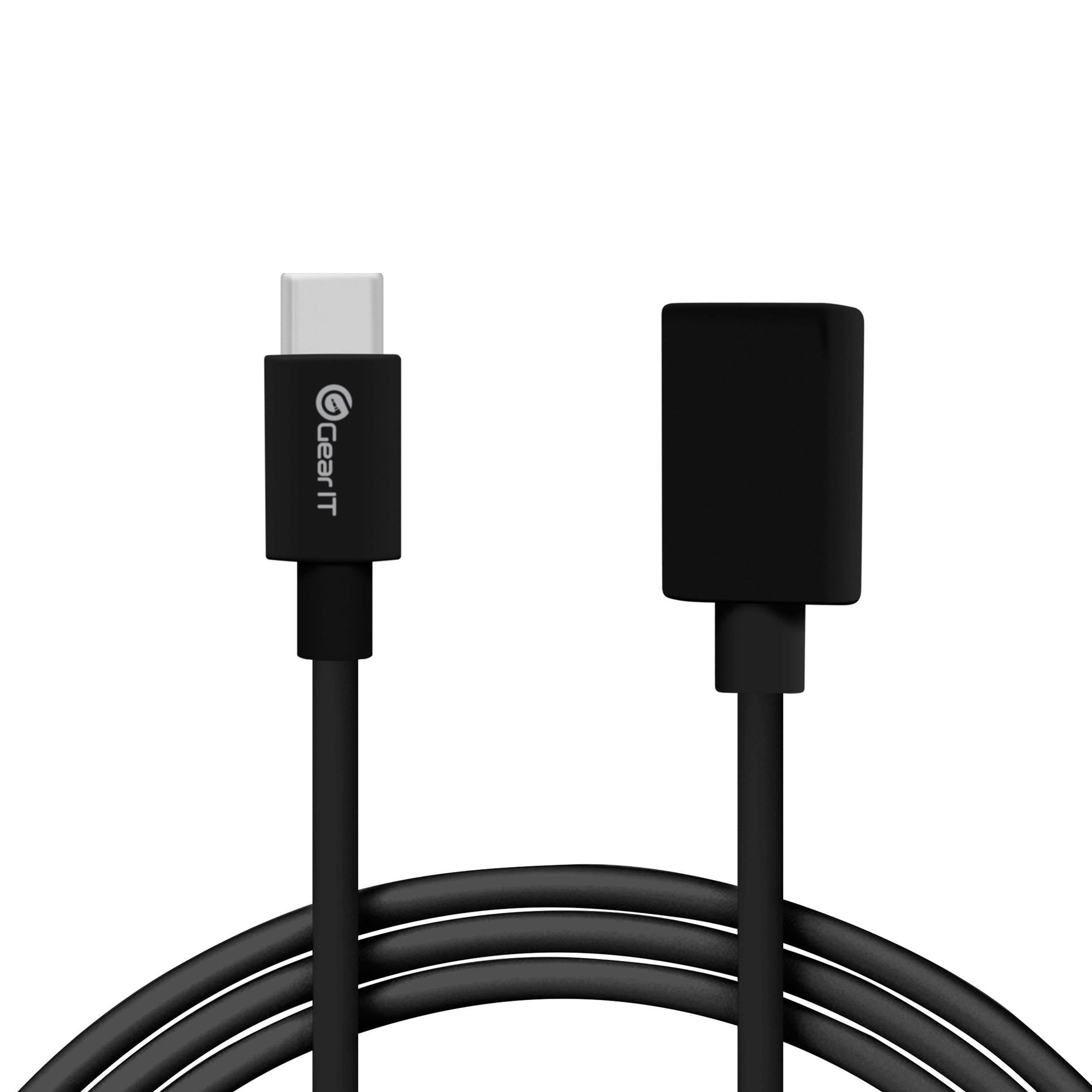 GearIT 5-Pack USB 3.0 Type C to USB A Female Adapter Cable (6 inch, 5Gbps, Black) - High Speed Data Transfer for MacBook, iPad Pro, Samsung Galaxy & More - Perfect for Office, Travel & Home Use