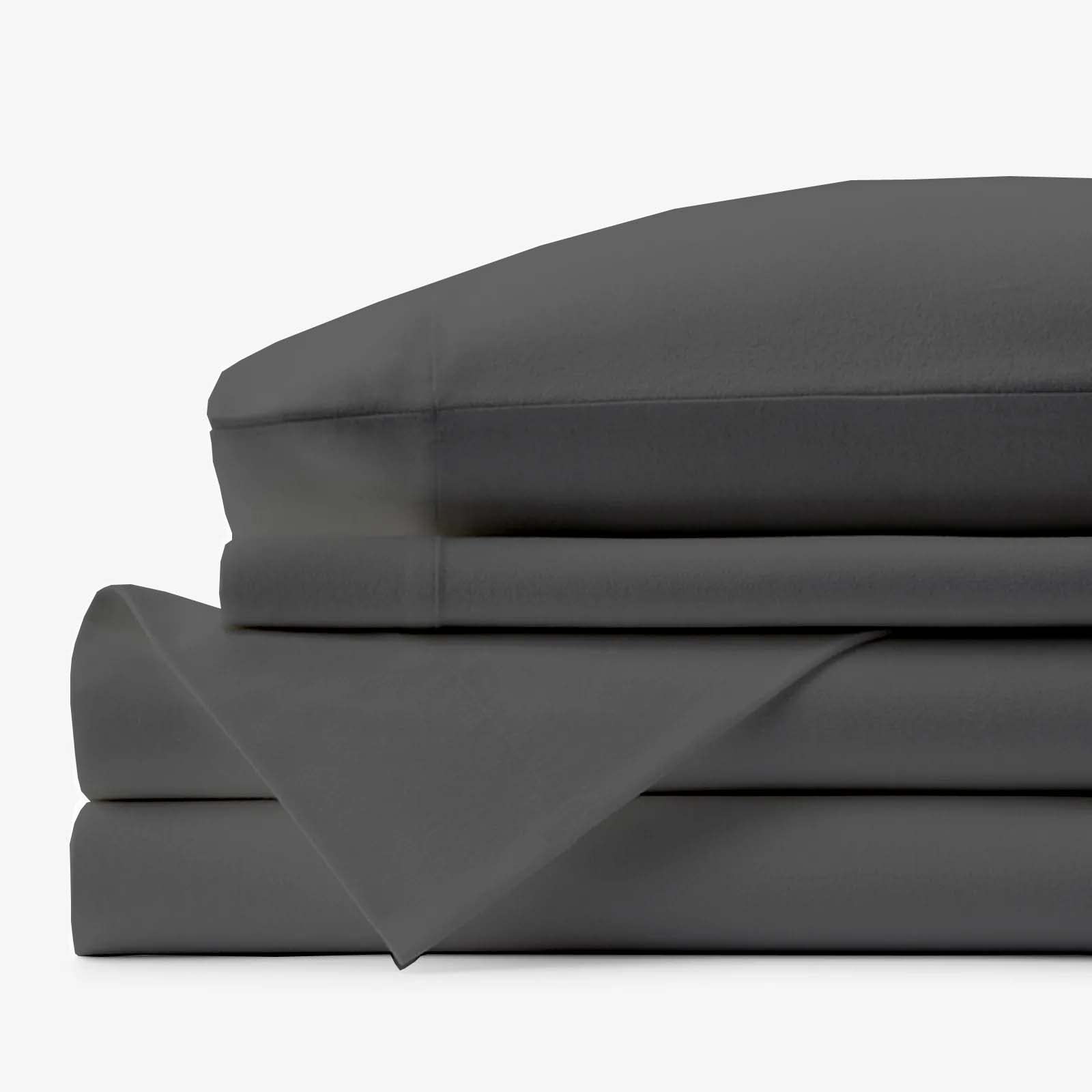 100% Cotton 4-Piece Queen Waterbed Sheet Set - 15 Inch Deep Pocket Attached Fitted Sheets (Dark Grey) - Soft Breathable Bedding for Waterbeds - Perfect for Home, Hotel & Spa Use