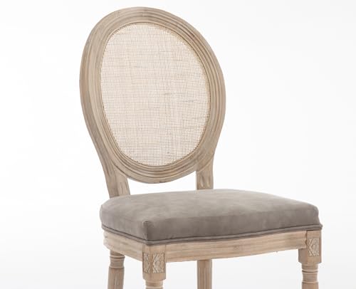 Rattan + Grey Leather
