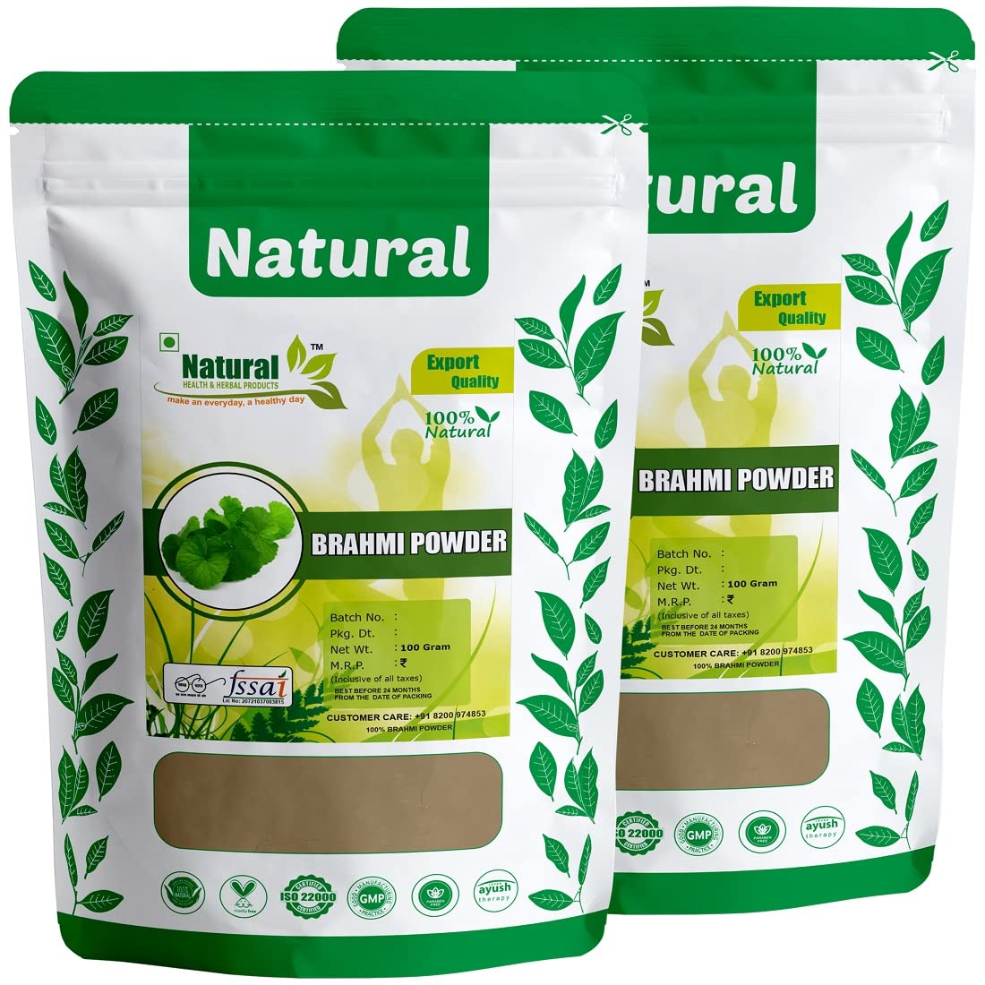 Organic Brahmi (Bacopa Monnieri) Hair Cleanser - Chemical-Free & Natural for Healthy Hair Growth, 100g (Pack of 2) - Ideal for Daily Scalp Care & Ayurvedic Hair Treatment