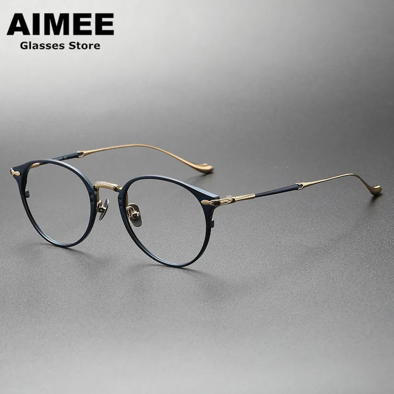 Aimee Unisex Full Rim Oval Round Titanium Eyeglasses Frame 3112 - Lightweight & Durable Eyewear for Work, Reading & Fashion
