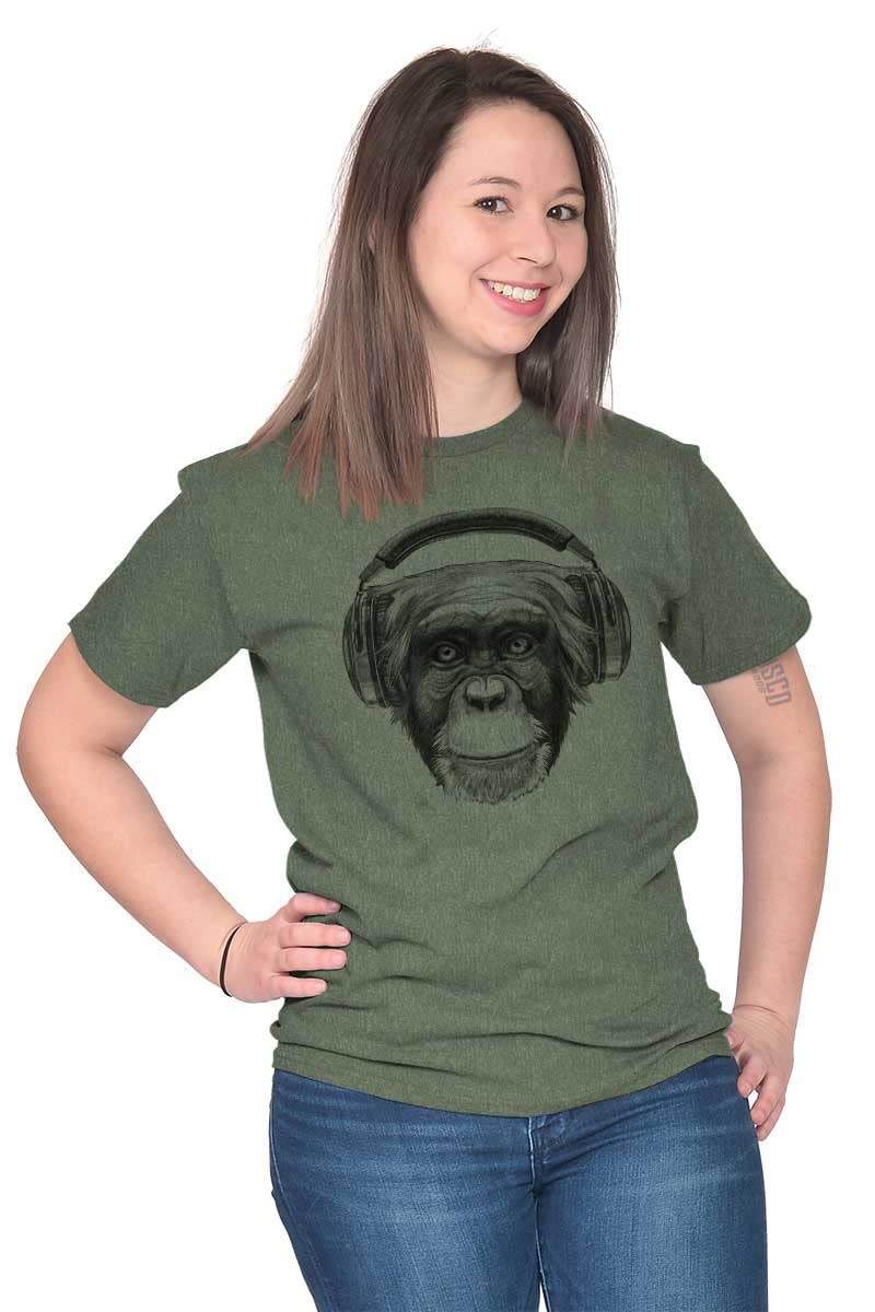 Smile Monkey Headphones Graphic T-Shirt for Men & Women - Funny Hipster Design for Casual Wear, Music Lovers & Gifts