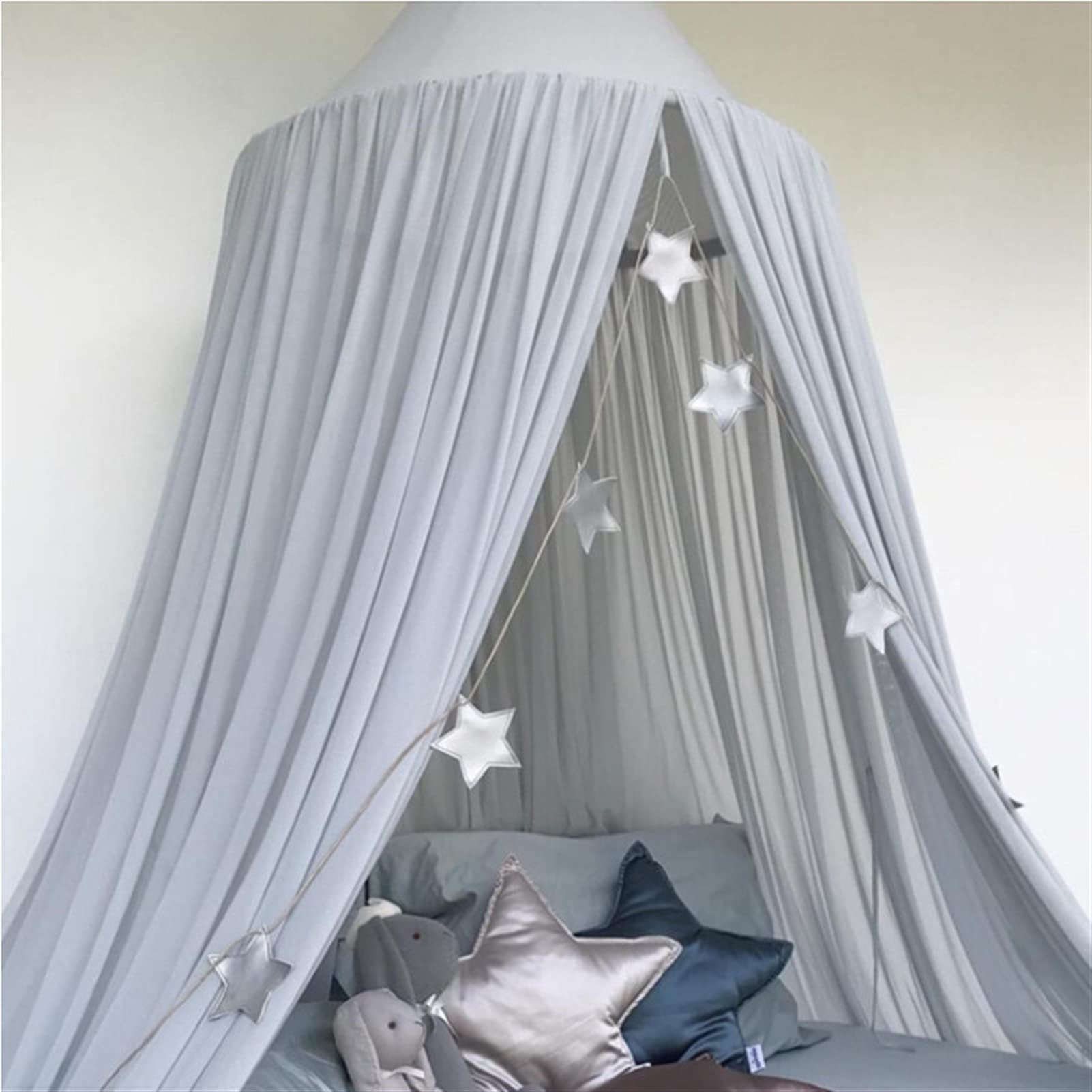 Nordic Style Princess Lace Bed Canopy for Kids - Round Dome Baby Bed Tent with Lace Curtains, Playhouse Decor for Nursery, Bedroom & Playroom (White) - Perfect for Birthday Gifts, Sleepovers & Imaginative Play