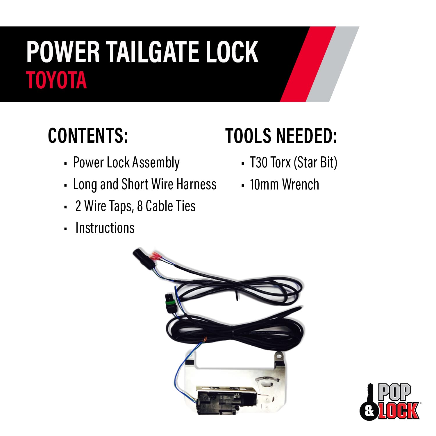Pop & Lock PL8525 Power Tailgate Lock Kit for Toyota Tacoma (2005-2023) - Easy Install, Keyless Entry Upgrade | Secure Your Truck Bed for Camping & Work Sites