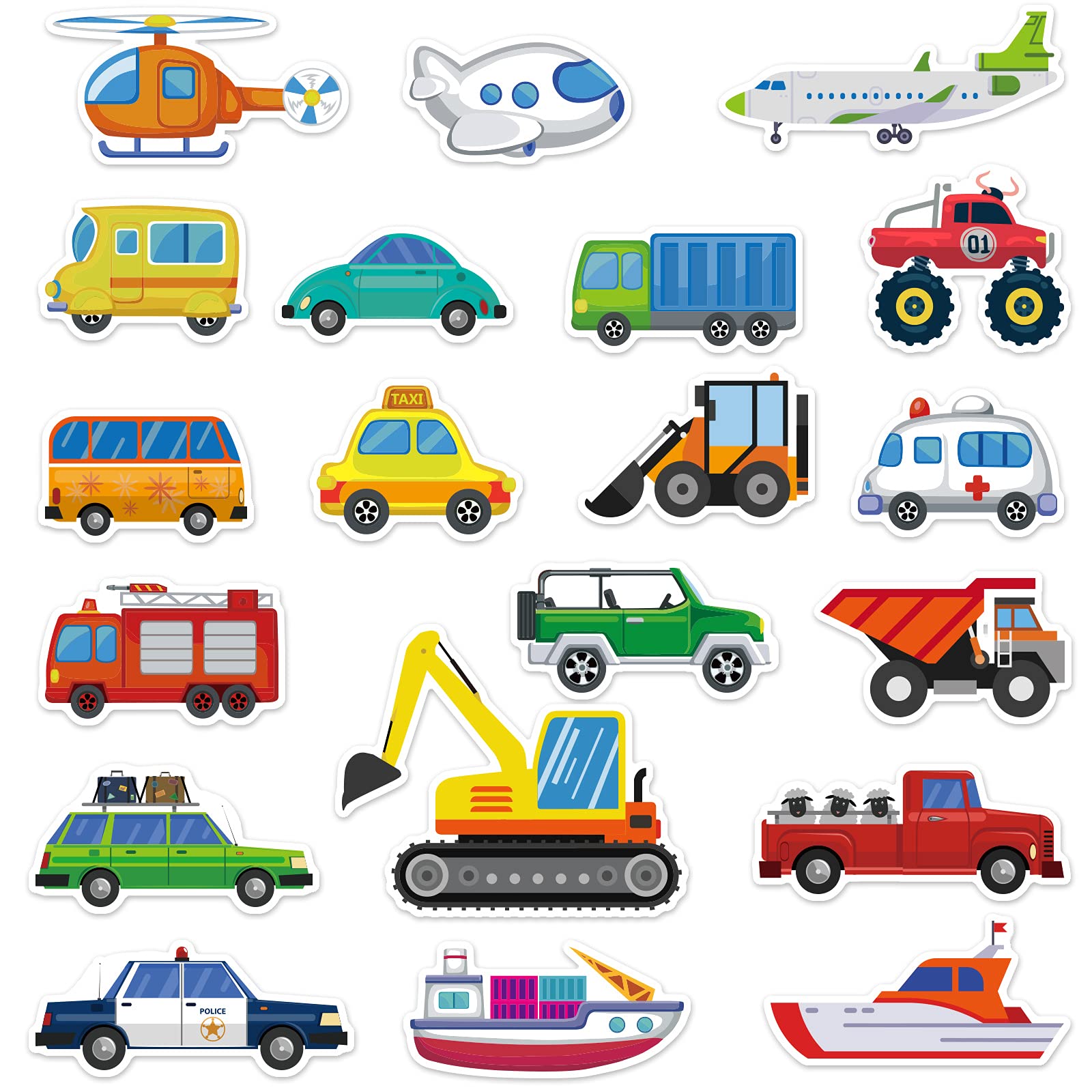 40 PCS Transportation Thick Gel Clings - Reusable Window Decals for Kids & Adults | Car, Airplane, Classroom, Nursery Decor | Party Supplies & Winter Car Decorations | Perfect for Home, School & Travel Activities